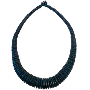 NK613 Graduated Coco Disc Necklace - Navy Blue
