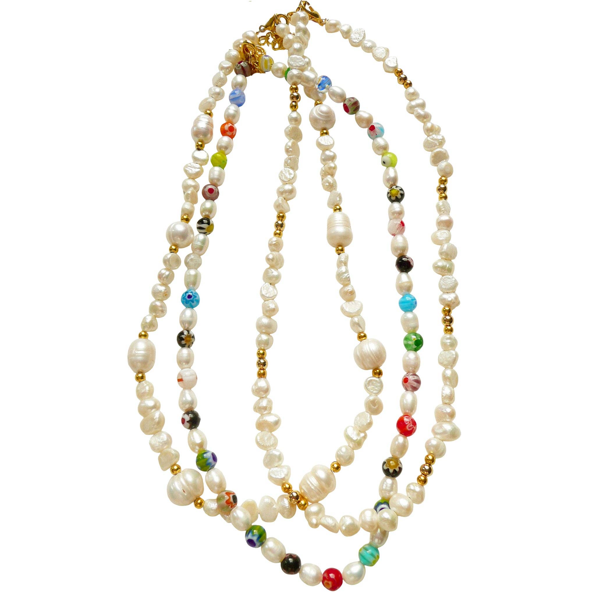 MM2 Freshwater Pearl & Gold Bead Necklace