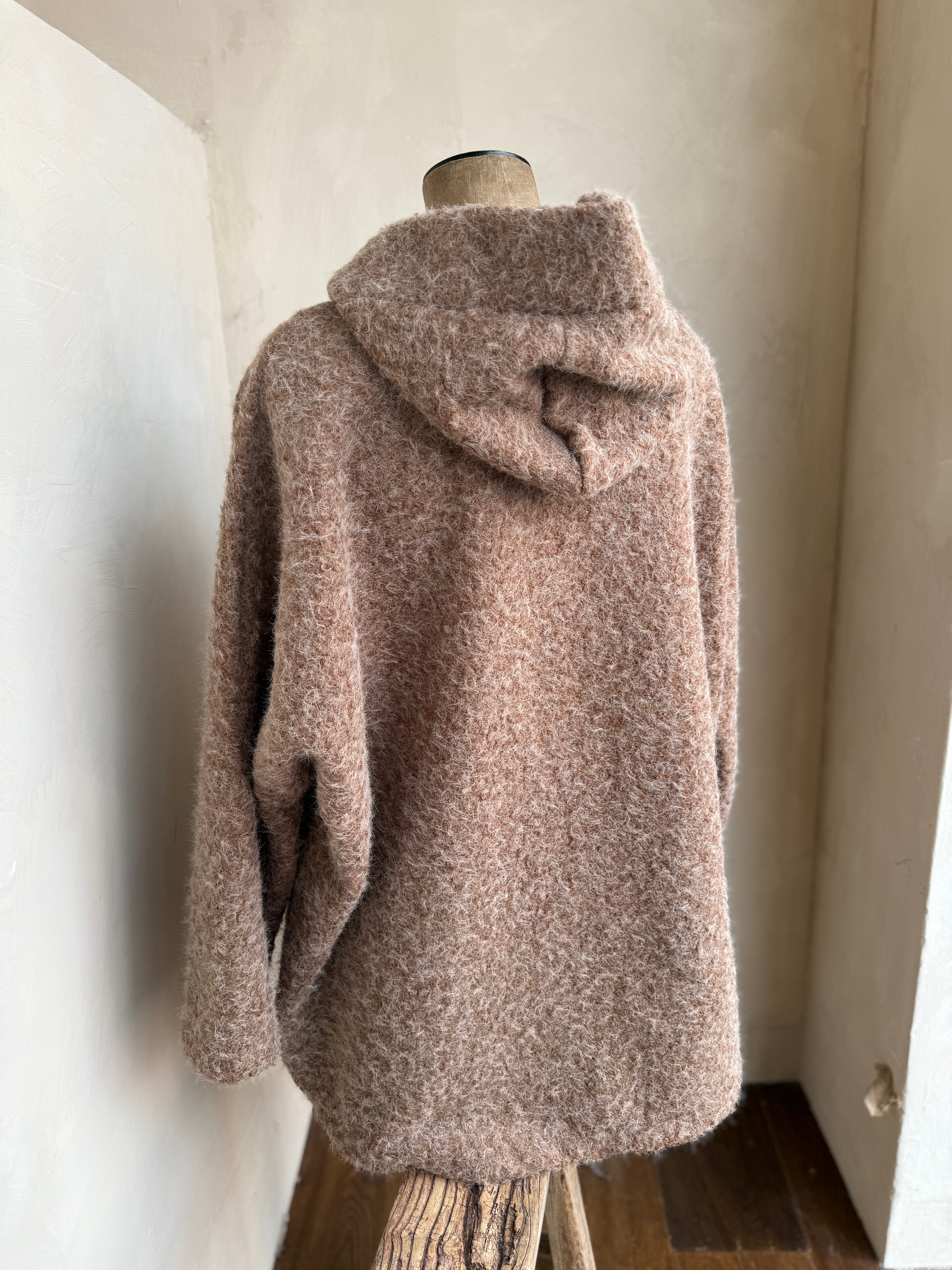 Boiled Wool Blend Hooded Jacket