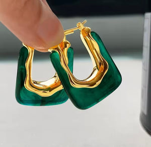 Resin gold earrings