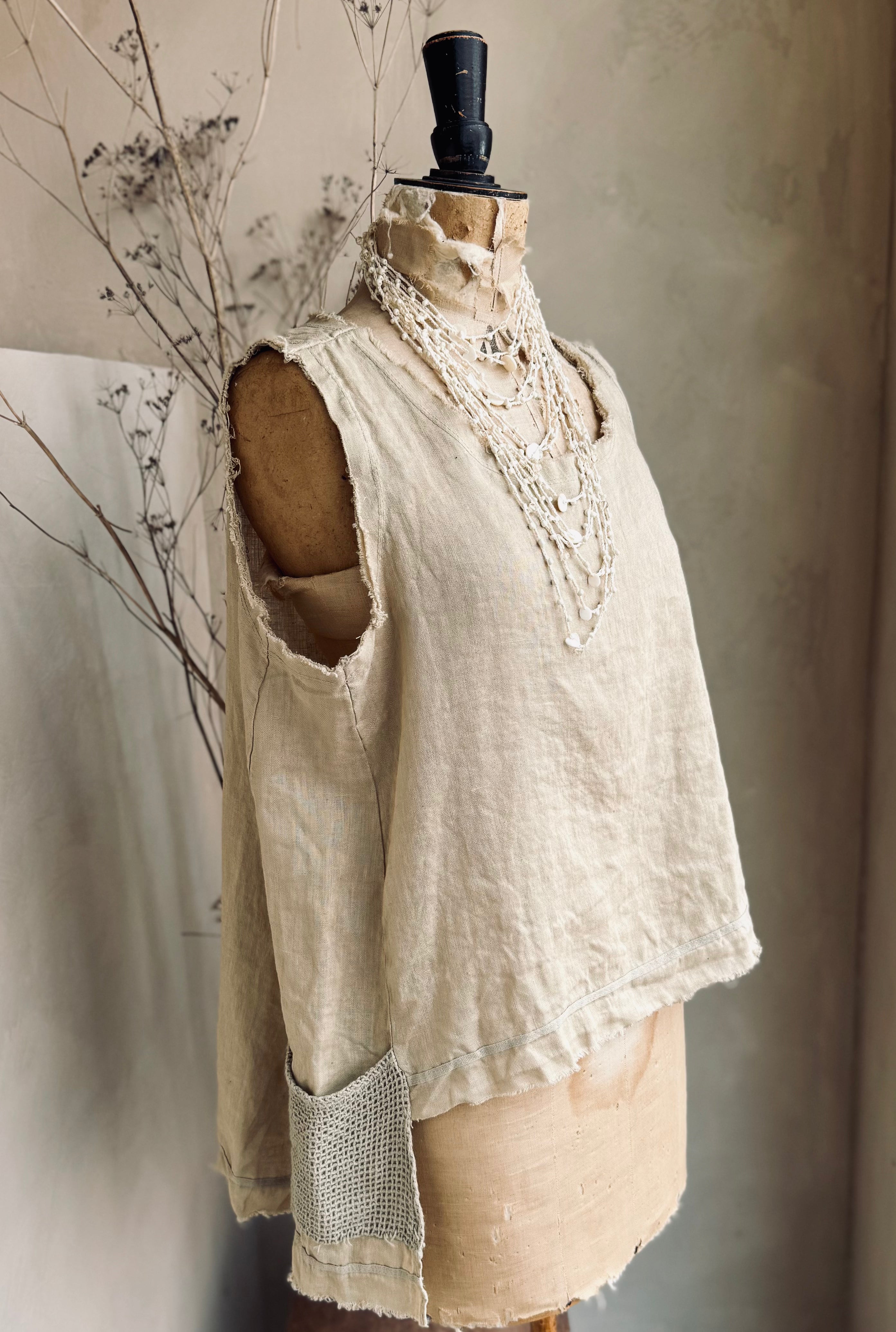 Linen Asymetric Sleeveless Top