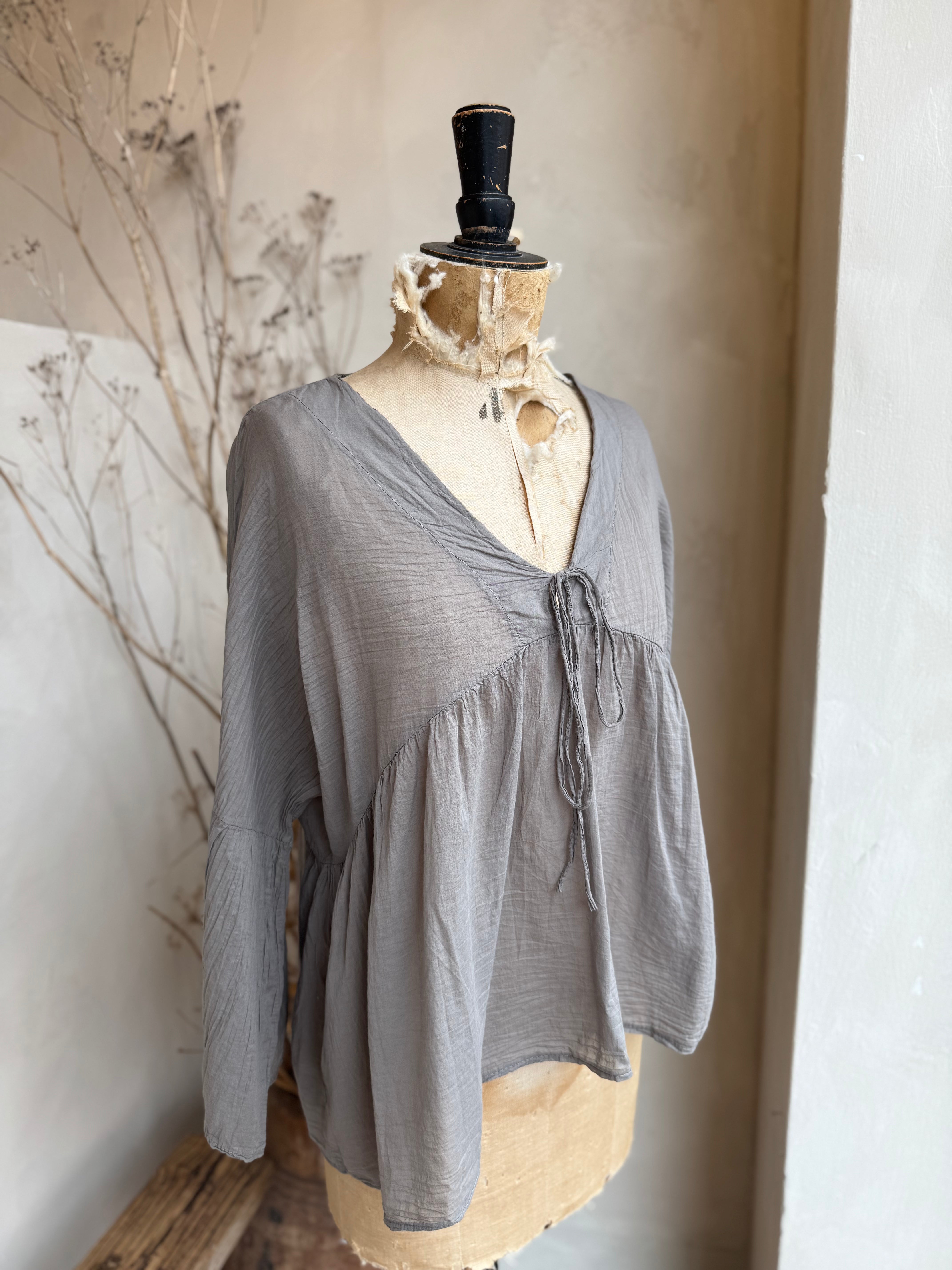 Cotton Flare Sleeve Blouse