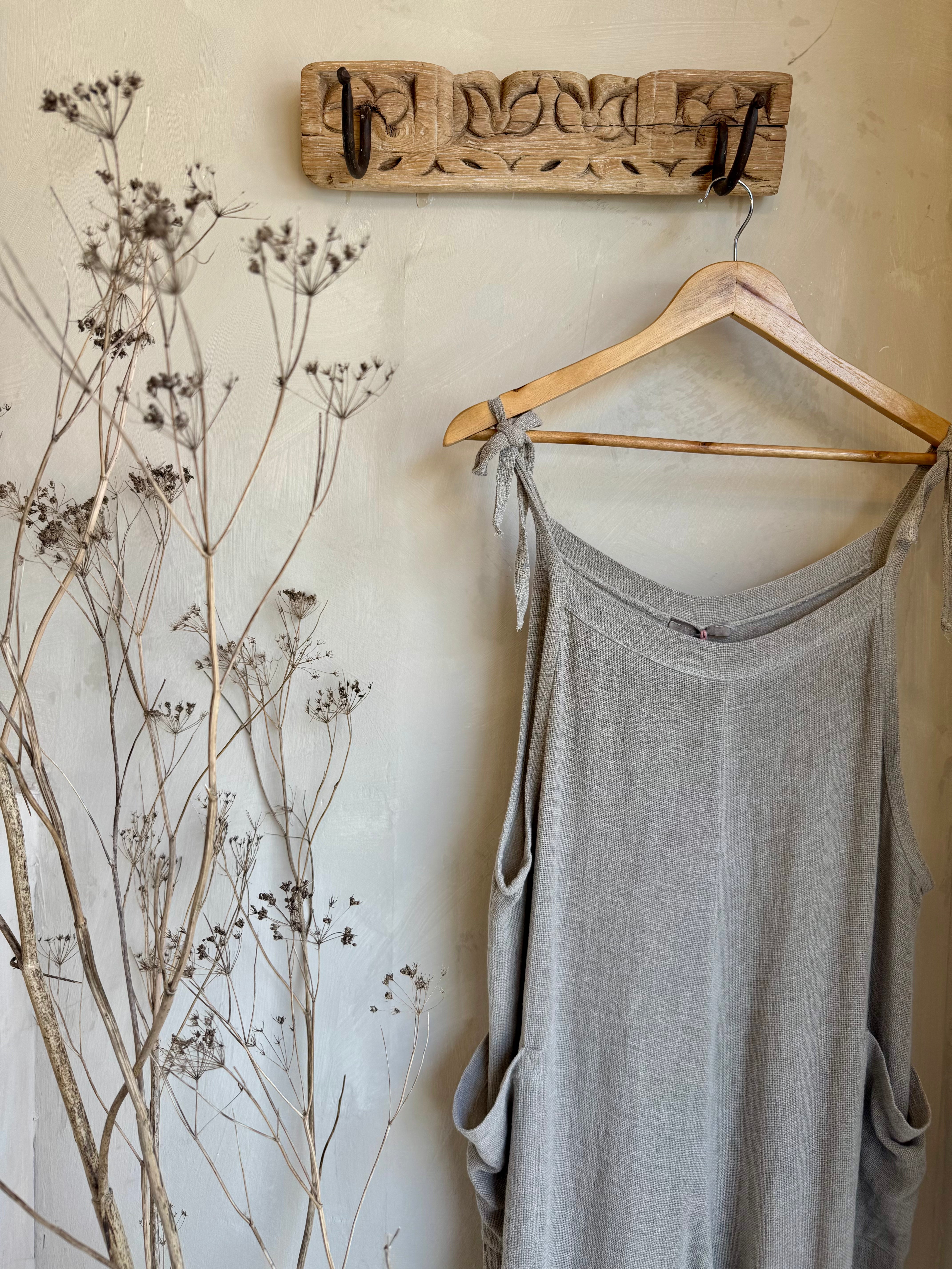 Gauze Tie Top Dungarees