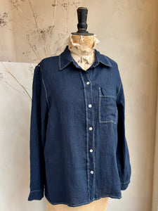 Contrast Stitch Linen Shirt