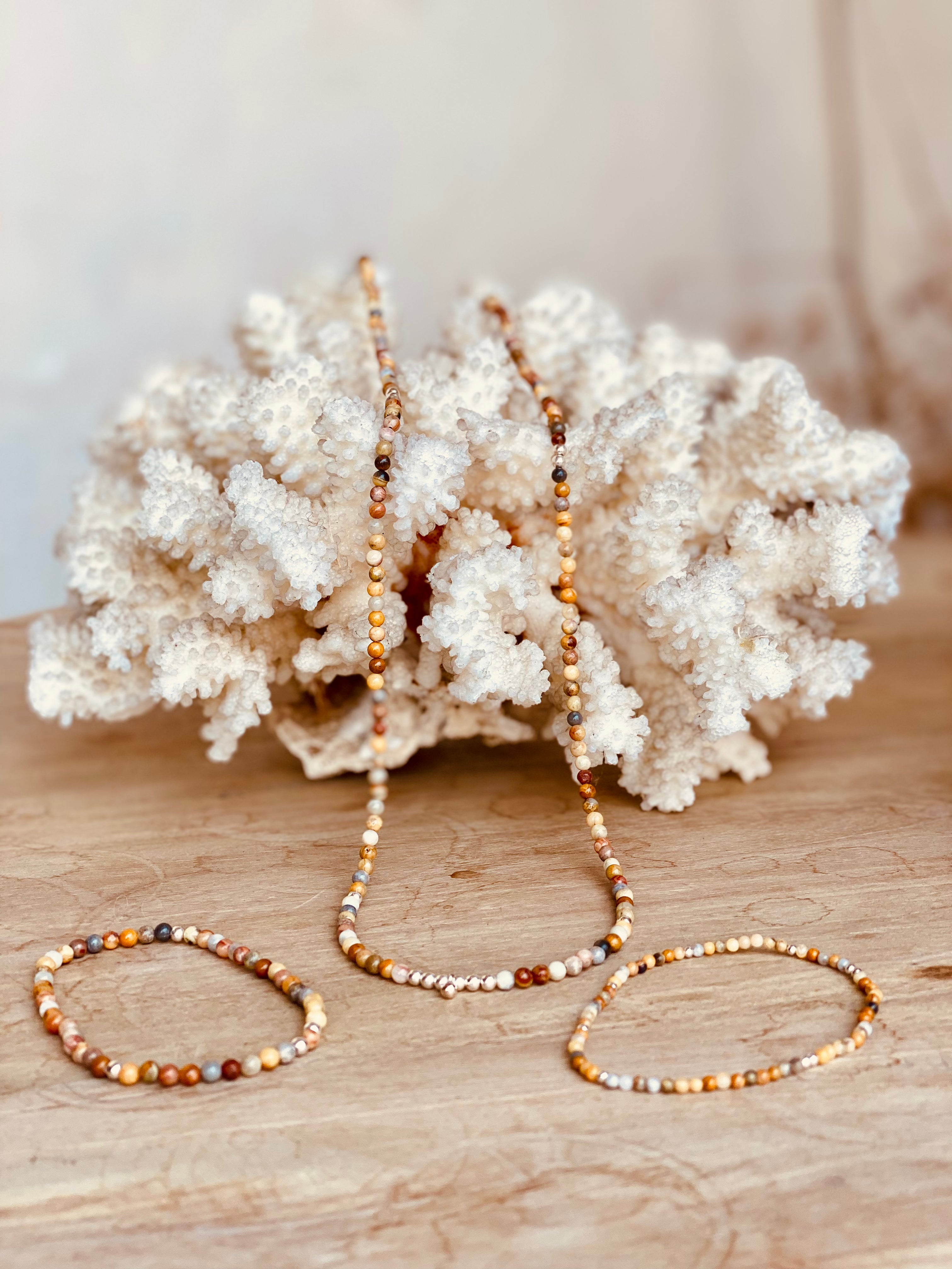 Crazy Lace Agate Necklace & Bracelets set