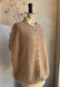 Mohair Longline Pintuck Sleeve Cardigan