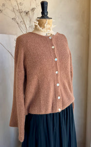 Alpaca Flare Sleeve Ribbed Cardigan
