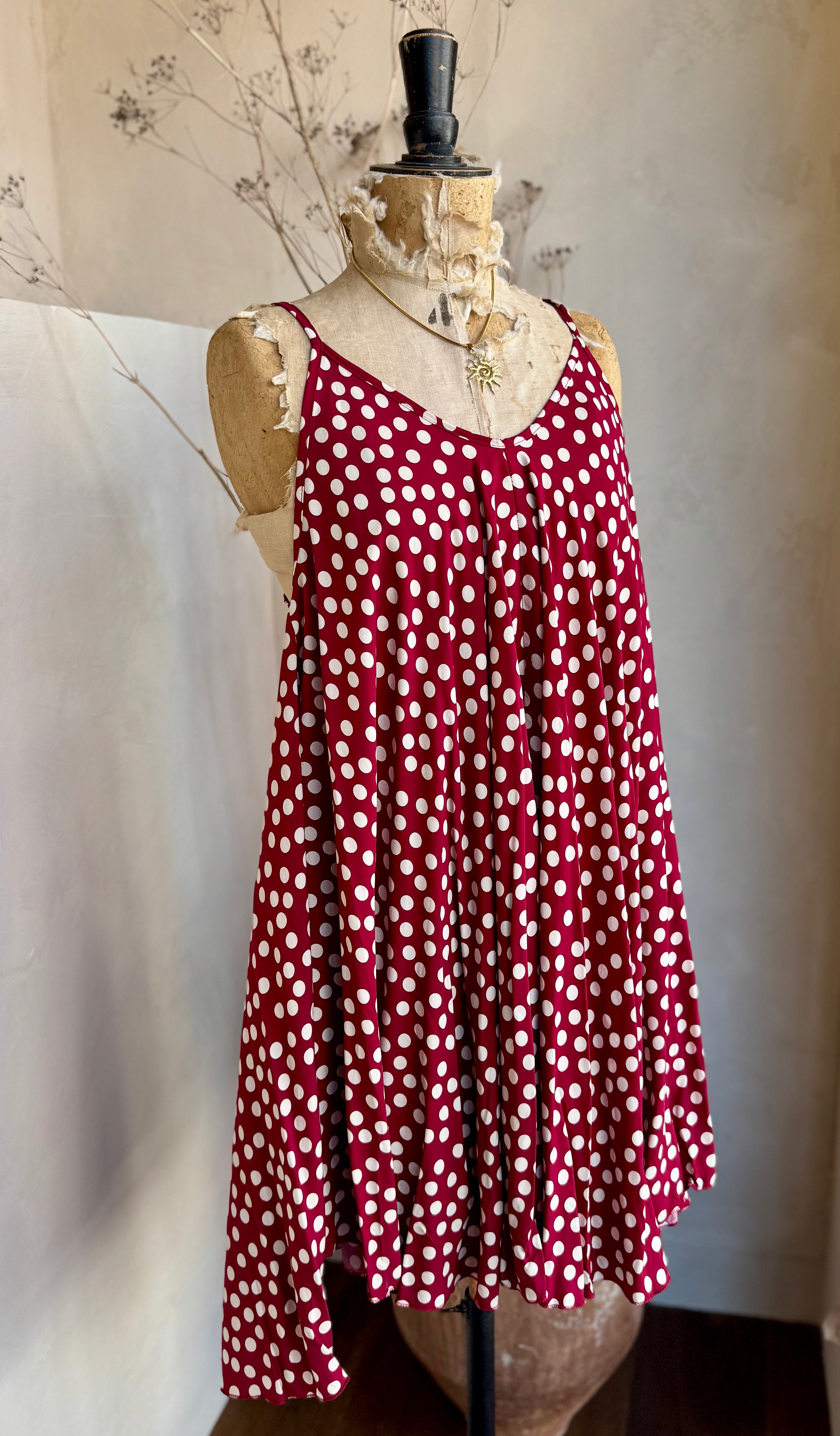 Polka Dot Strappy Swing Dress