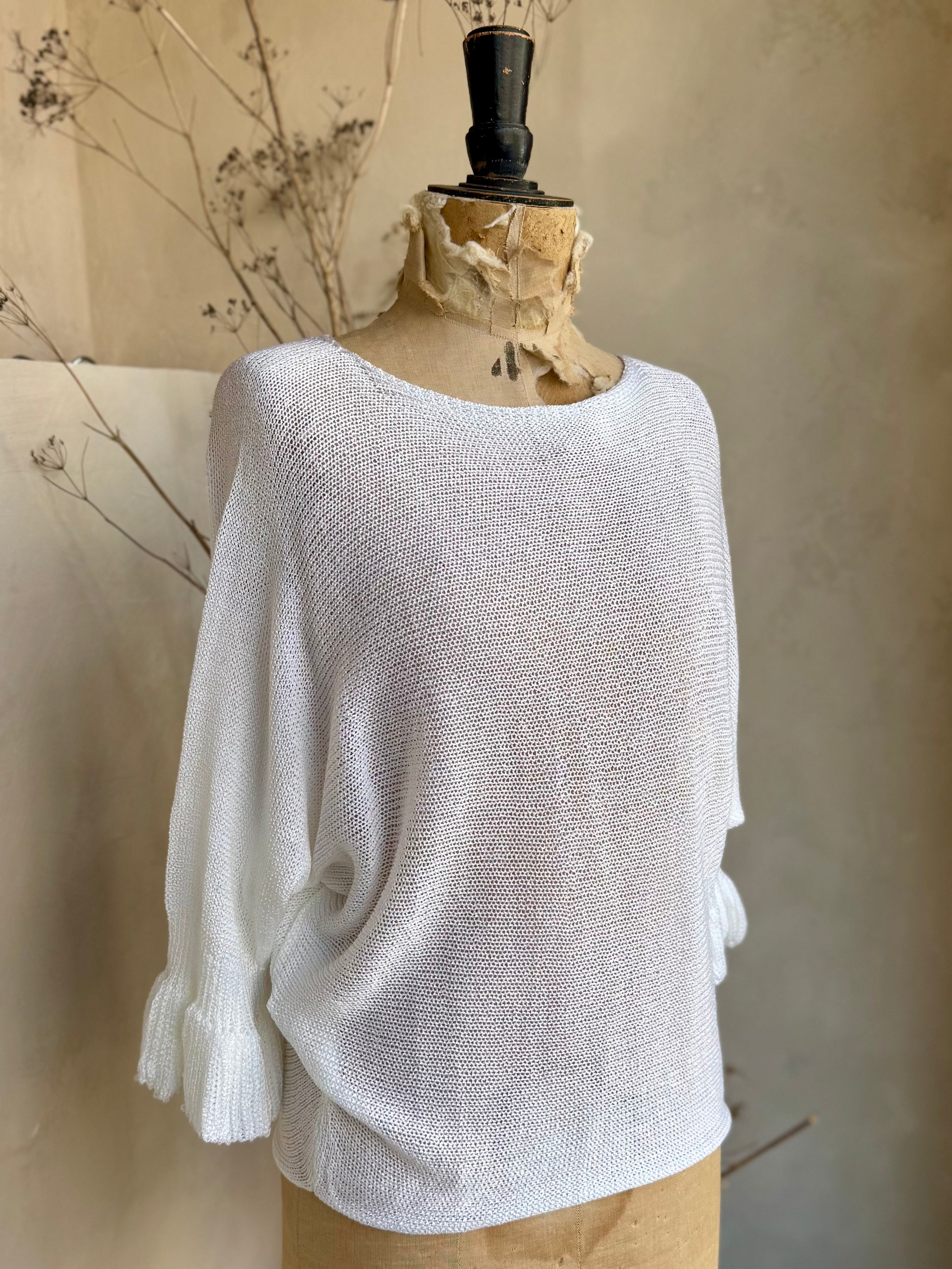 Fine Knit Frill Cuff Slouchy Jumper