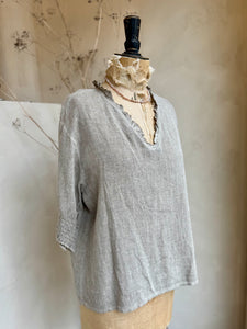 Frill Detail Gauze V-Neck Top