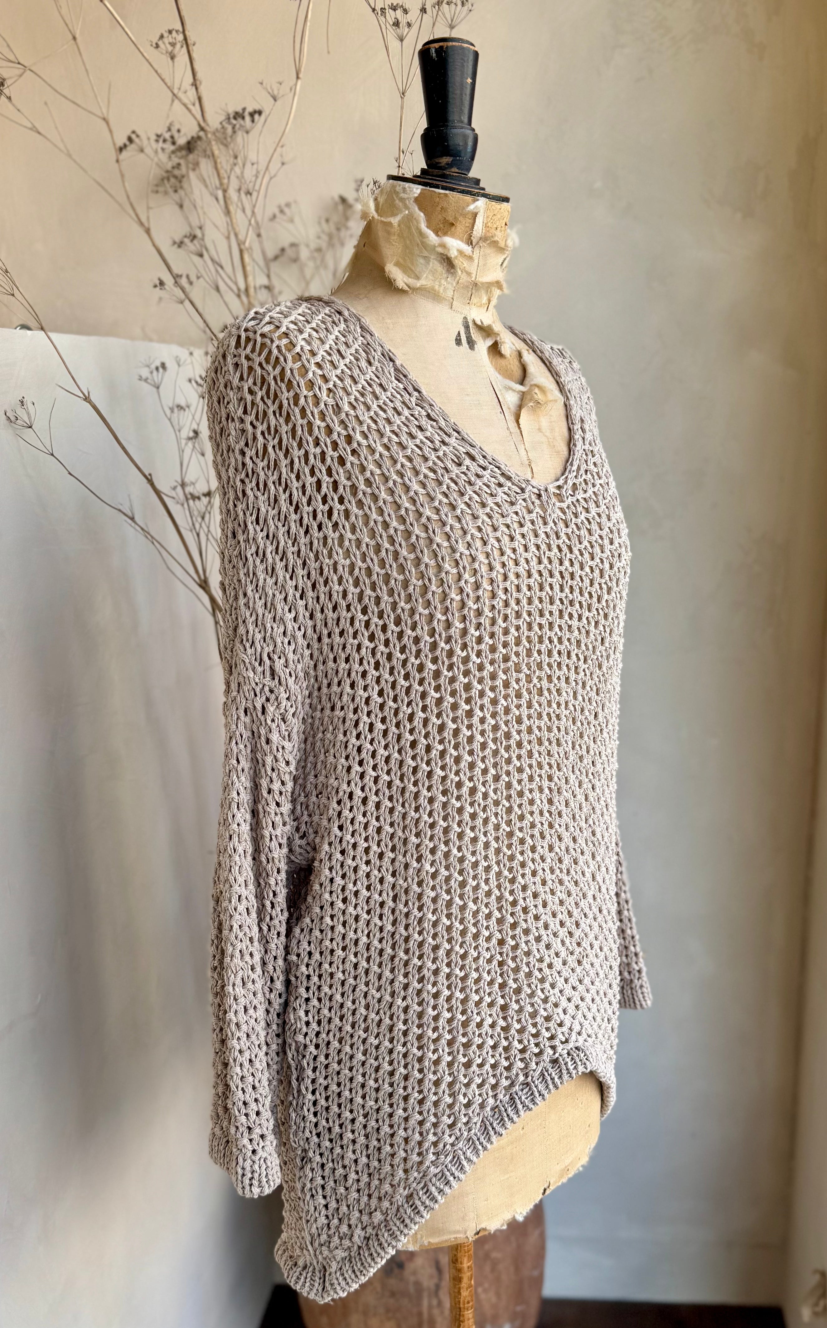 Chunky Crotchet Longline Knit Top