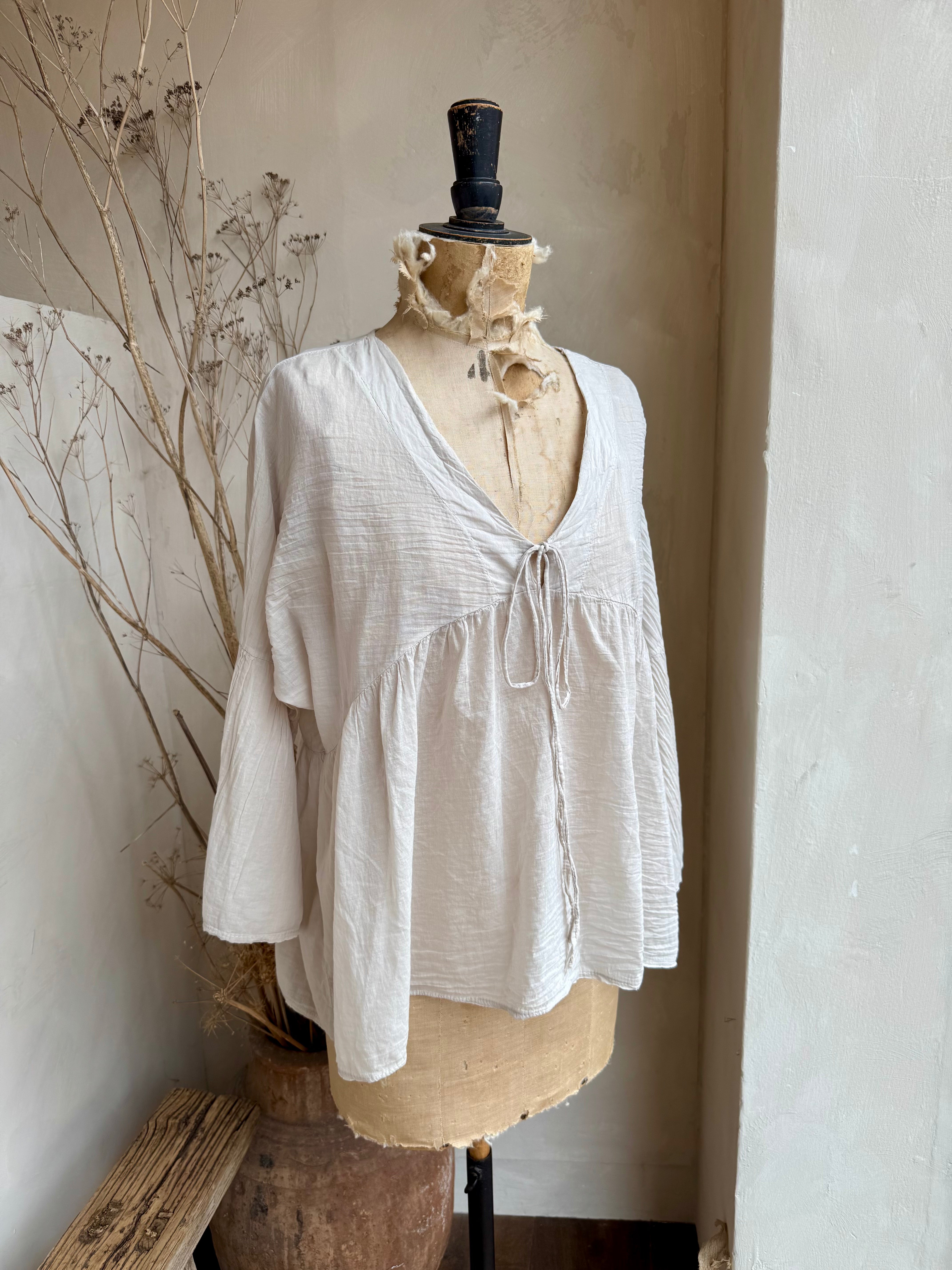 Cotton Flare Sleeve Blouse