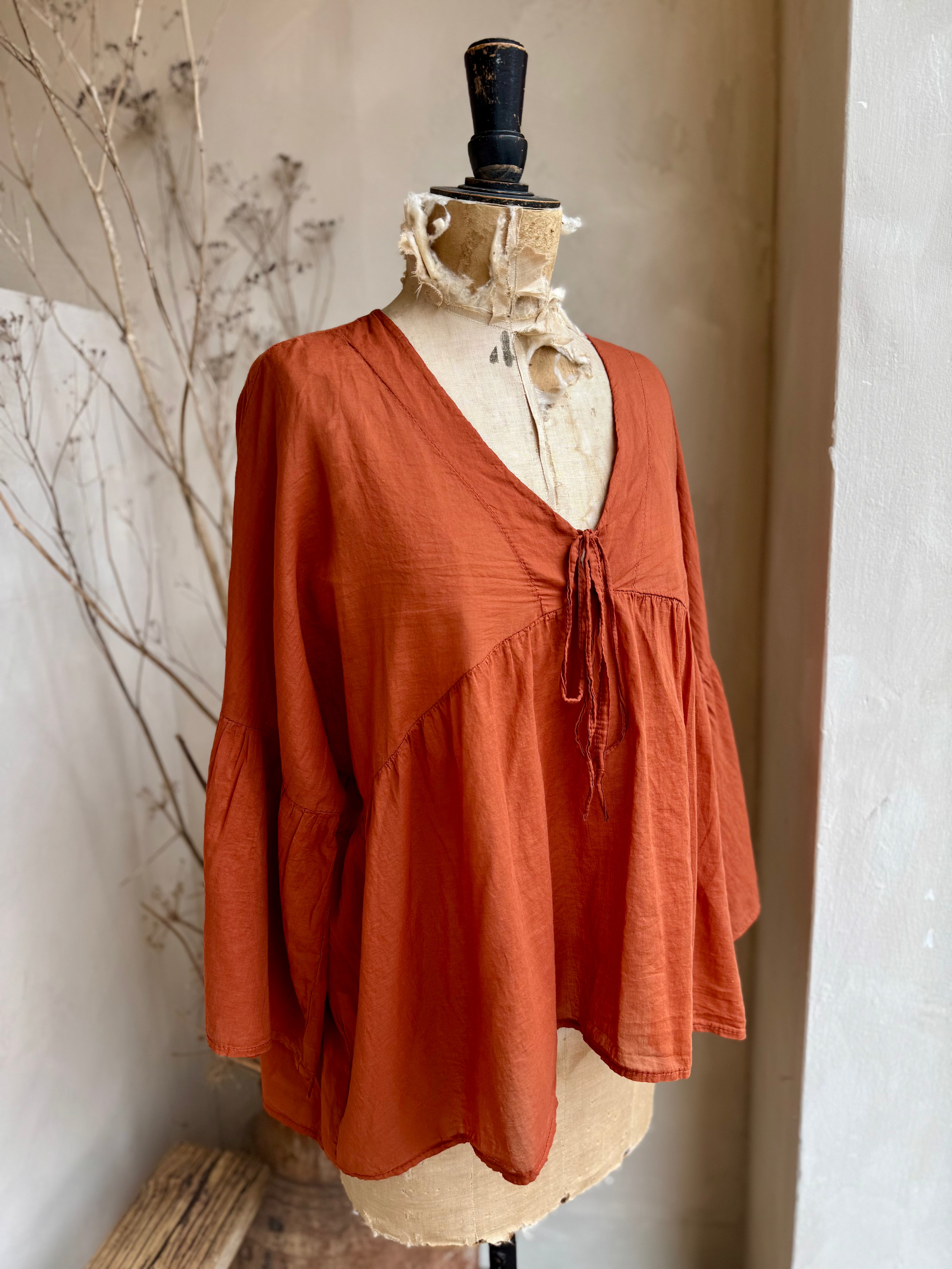 Cotton Flare Sleeve Blouse