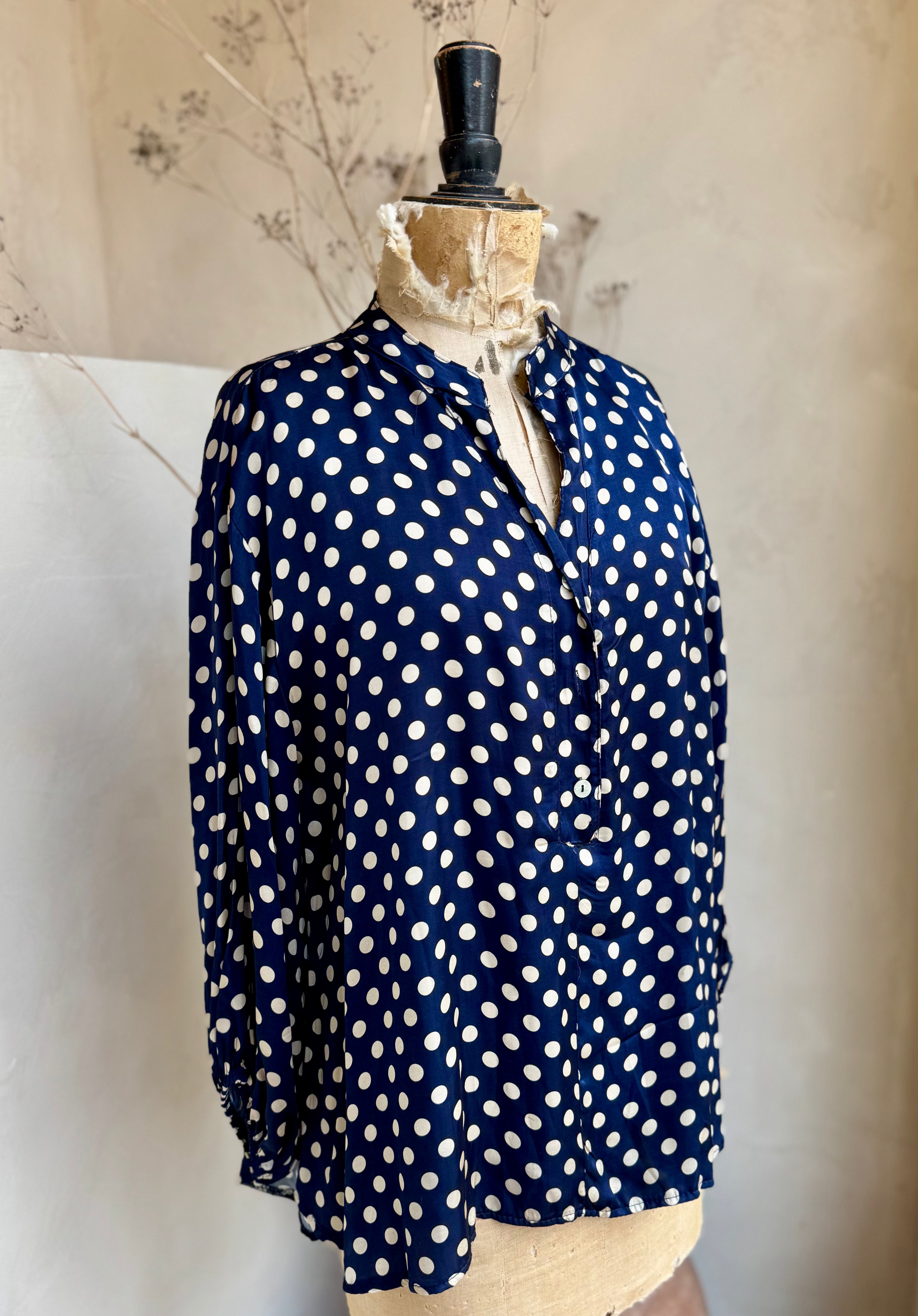 Silk Blend Polka Dot Blouse