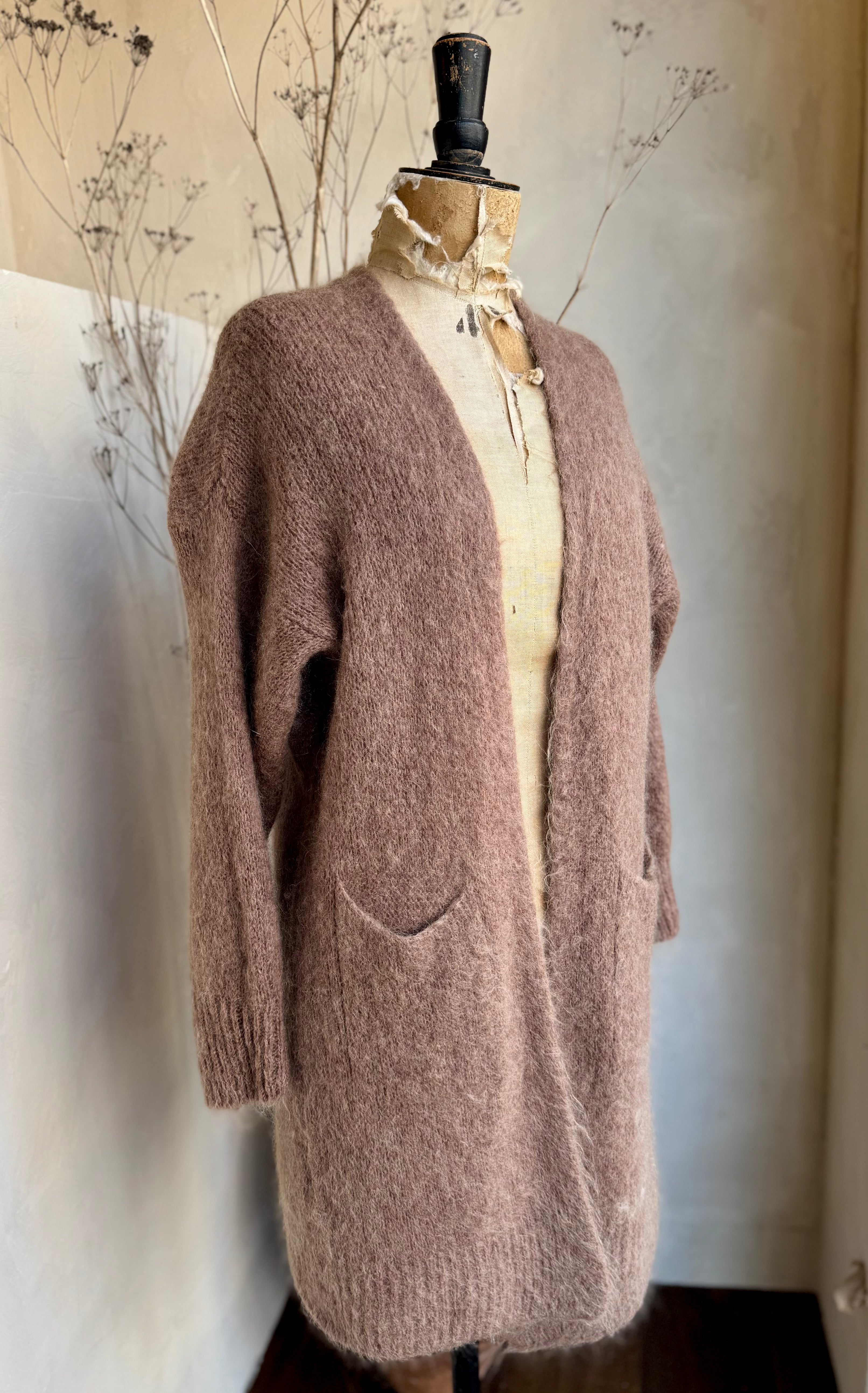 Mohair Longline Open Front Cardigan