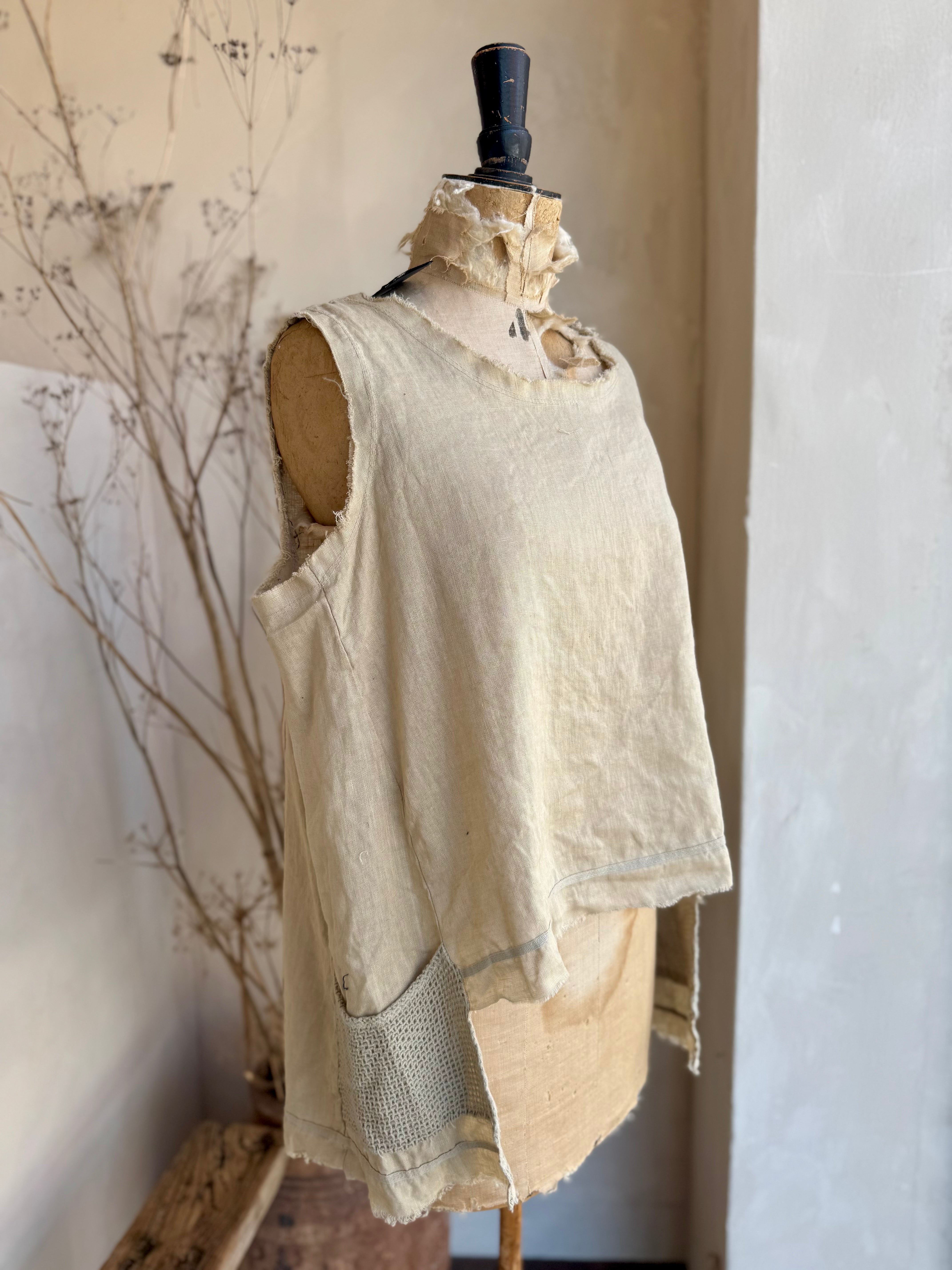 Linen Asymetric Sleeveless Top