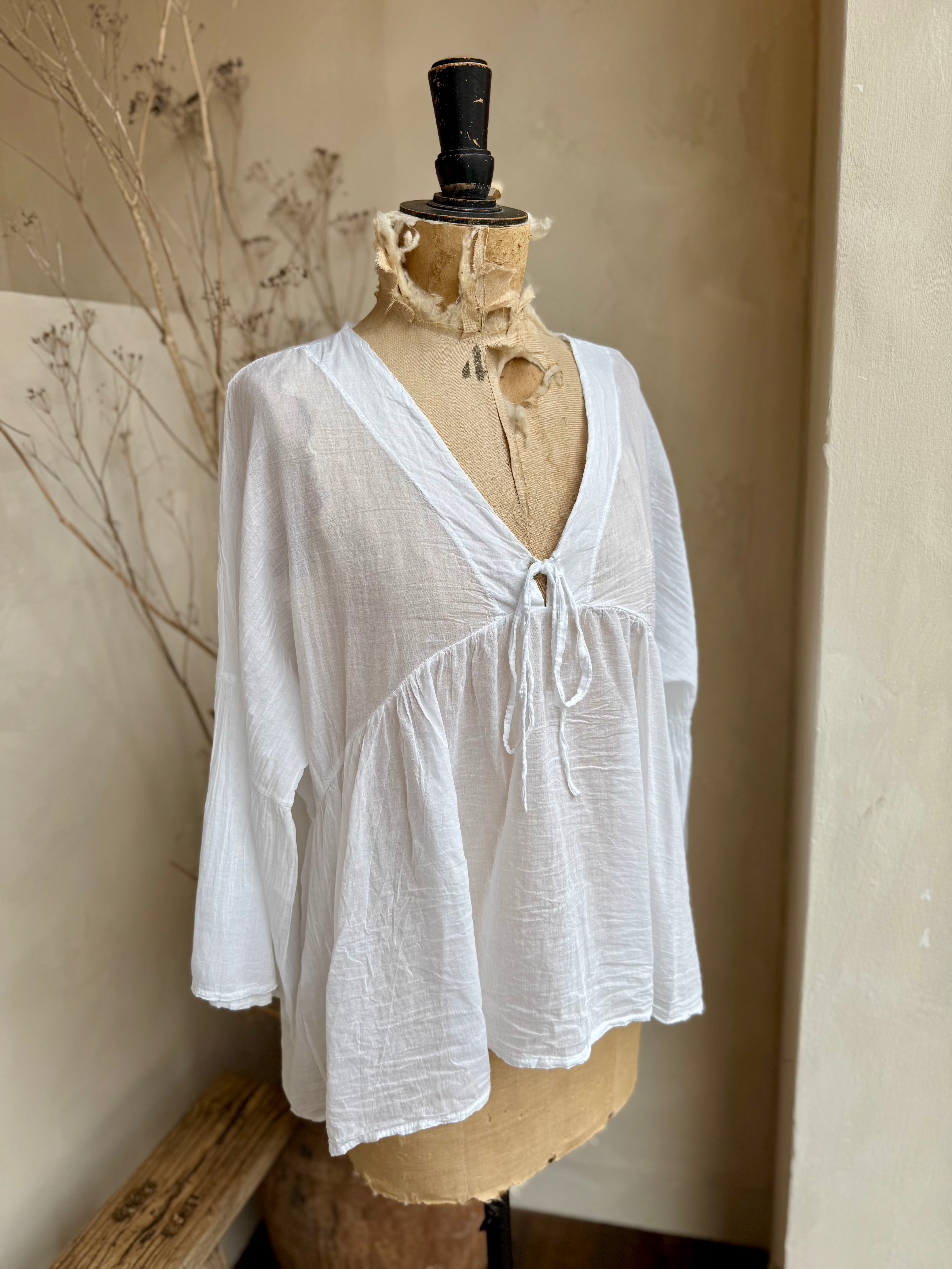 Cotton Flare Sleeve Blouse