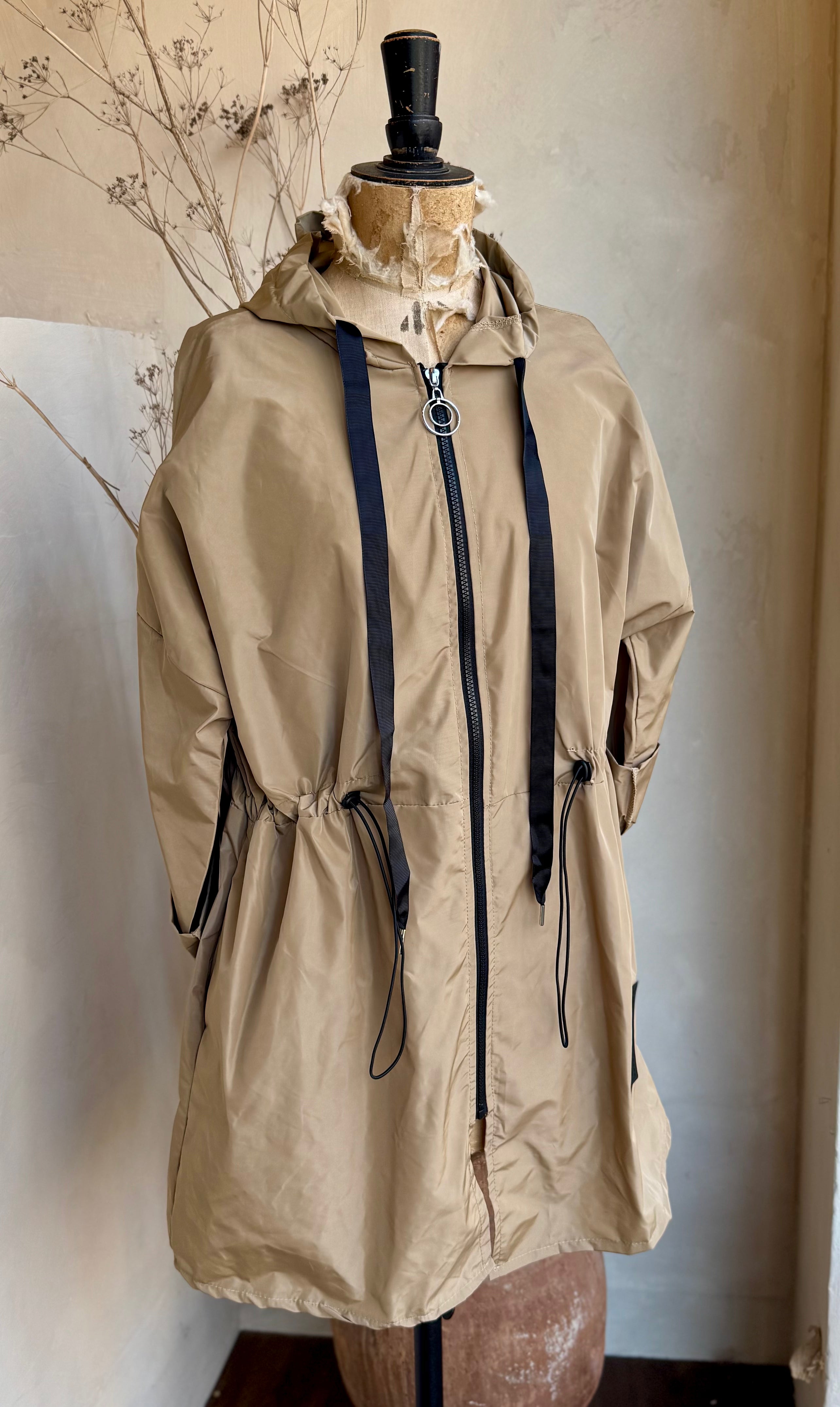 Drawstring Waist Raincoat