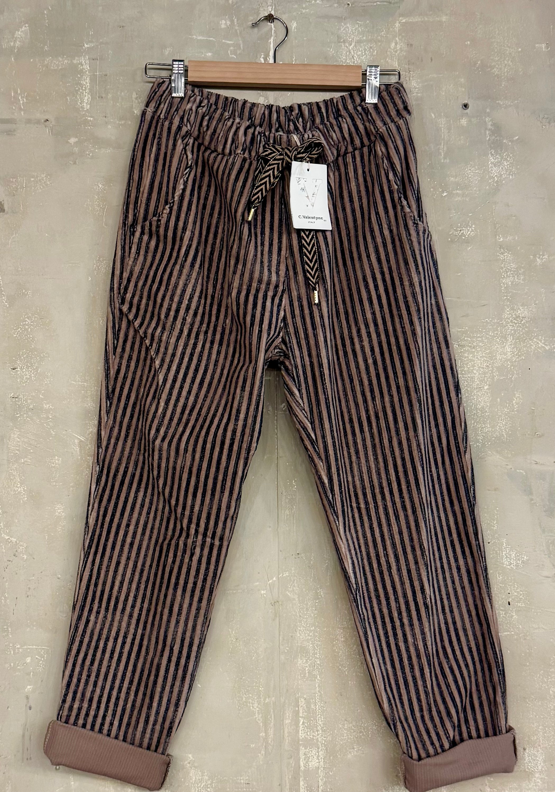 Corduroy Stripey Straight Leg Trousers