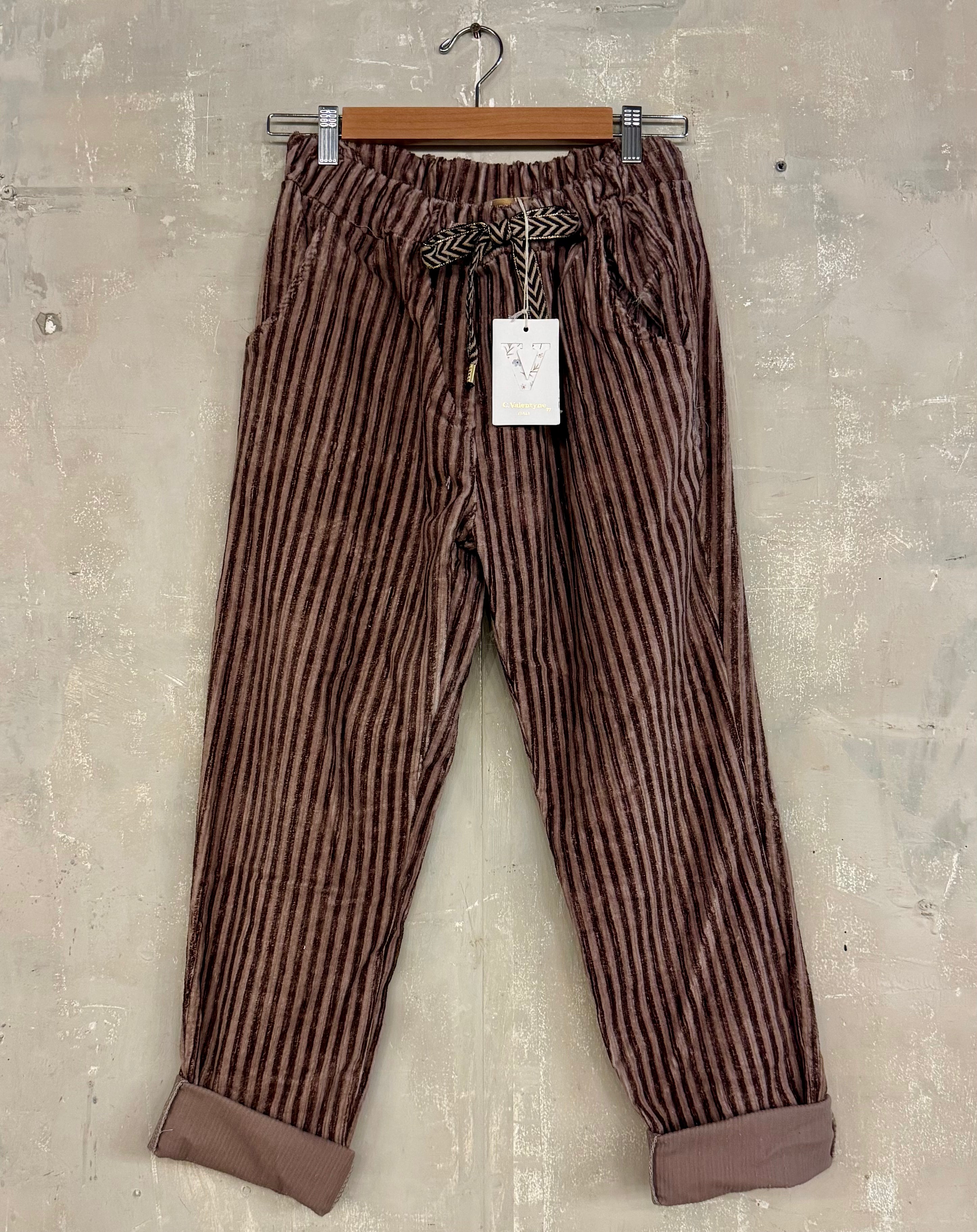 Corduroy Stripey Straight Leg Trousers