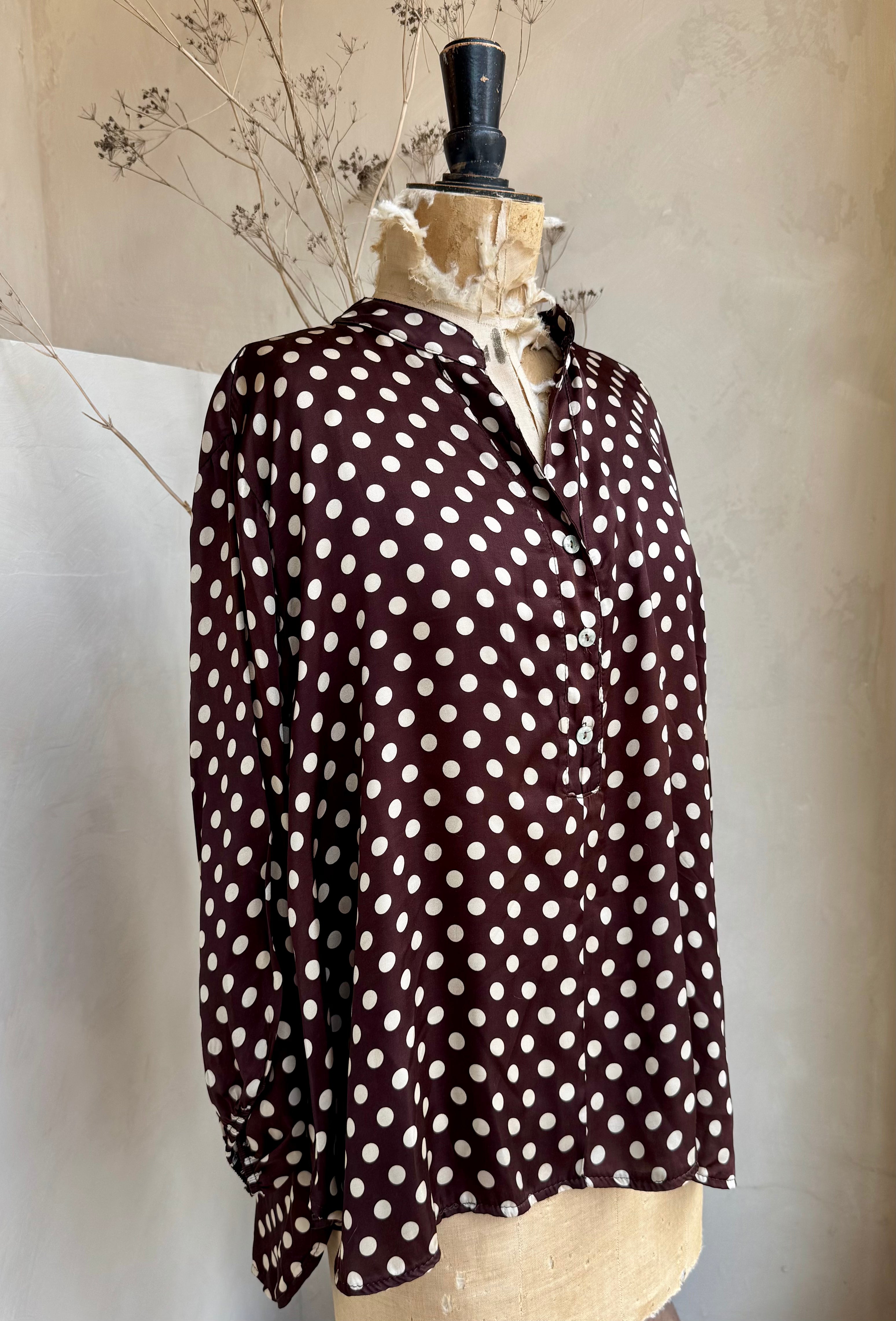 Silk Blend Polka Dot Blouse