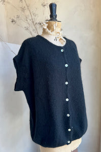 Mohair Longline Pintuck Sleeve Cardigan