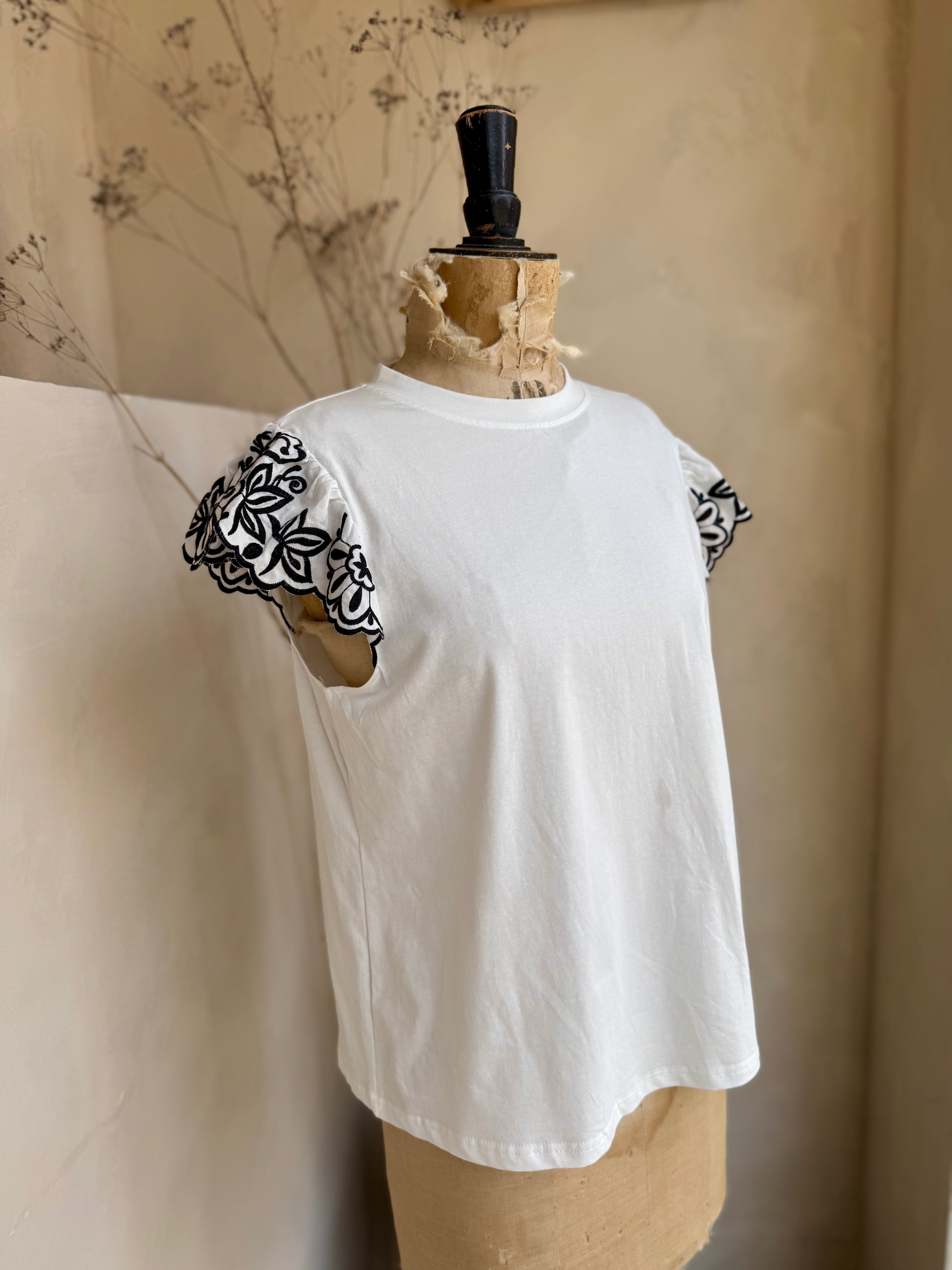 Embroidered Sleeve T-Shirt