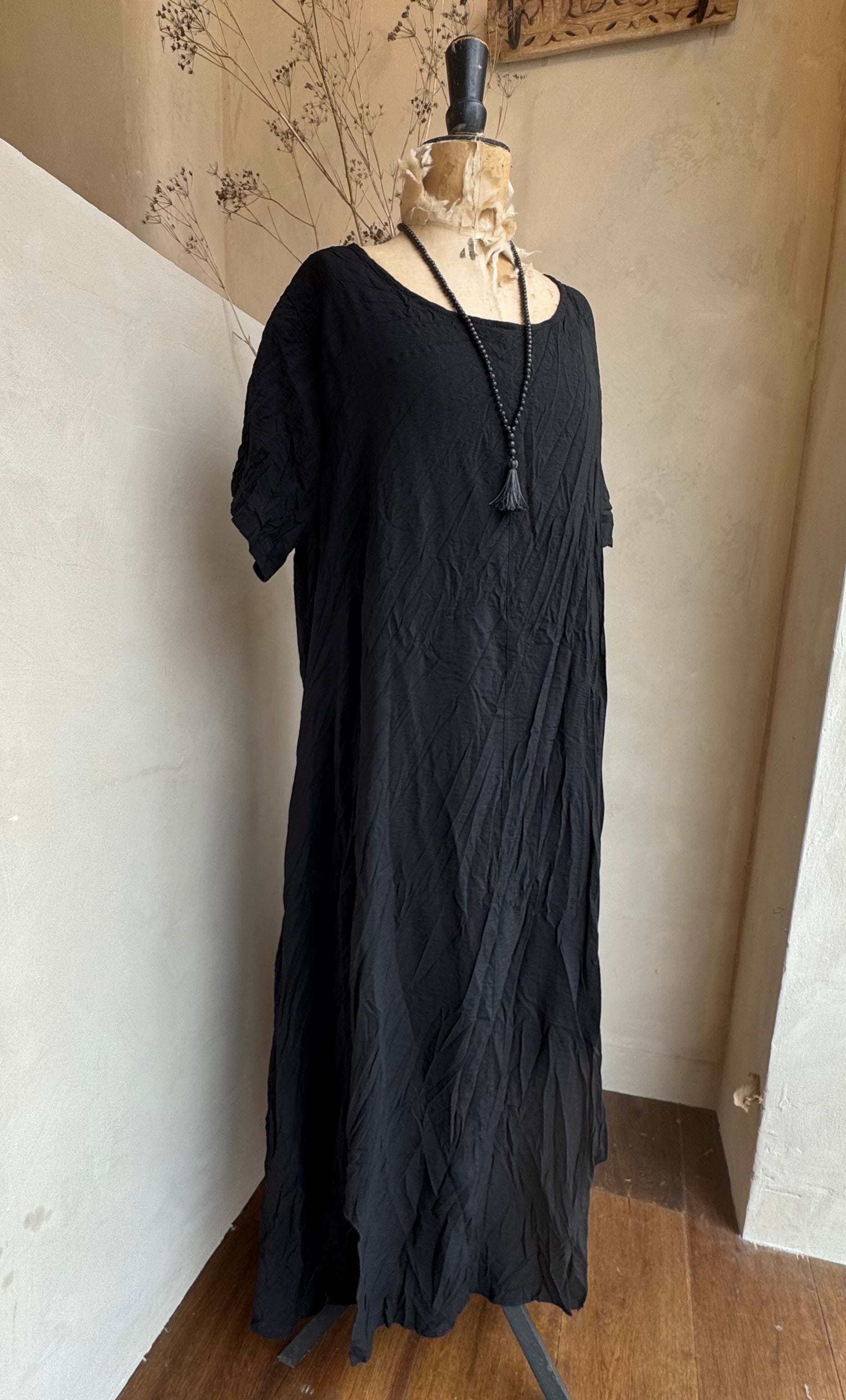 Crushed Asymmetric Maxi Dress