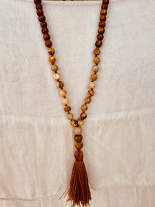 Picture Jasper & Wood Bead Necklace