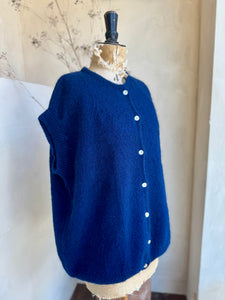 Mohair Longline Pintuck Sleeve Cardigan