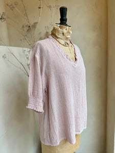 Frill Detail Gauze V-Neck Top