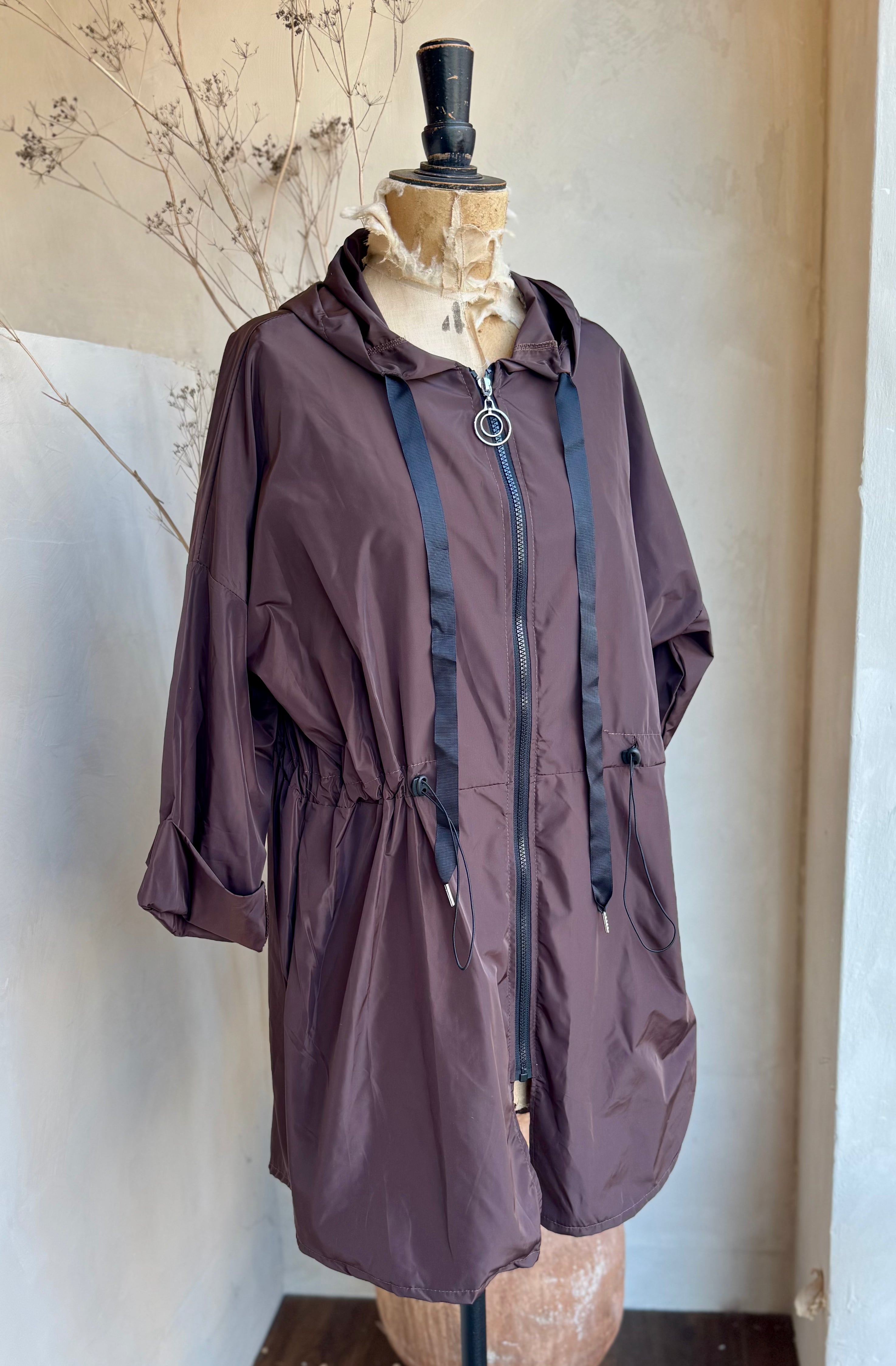 Drawstring Waist Raincoat