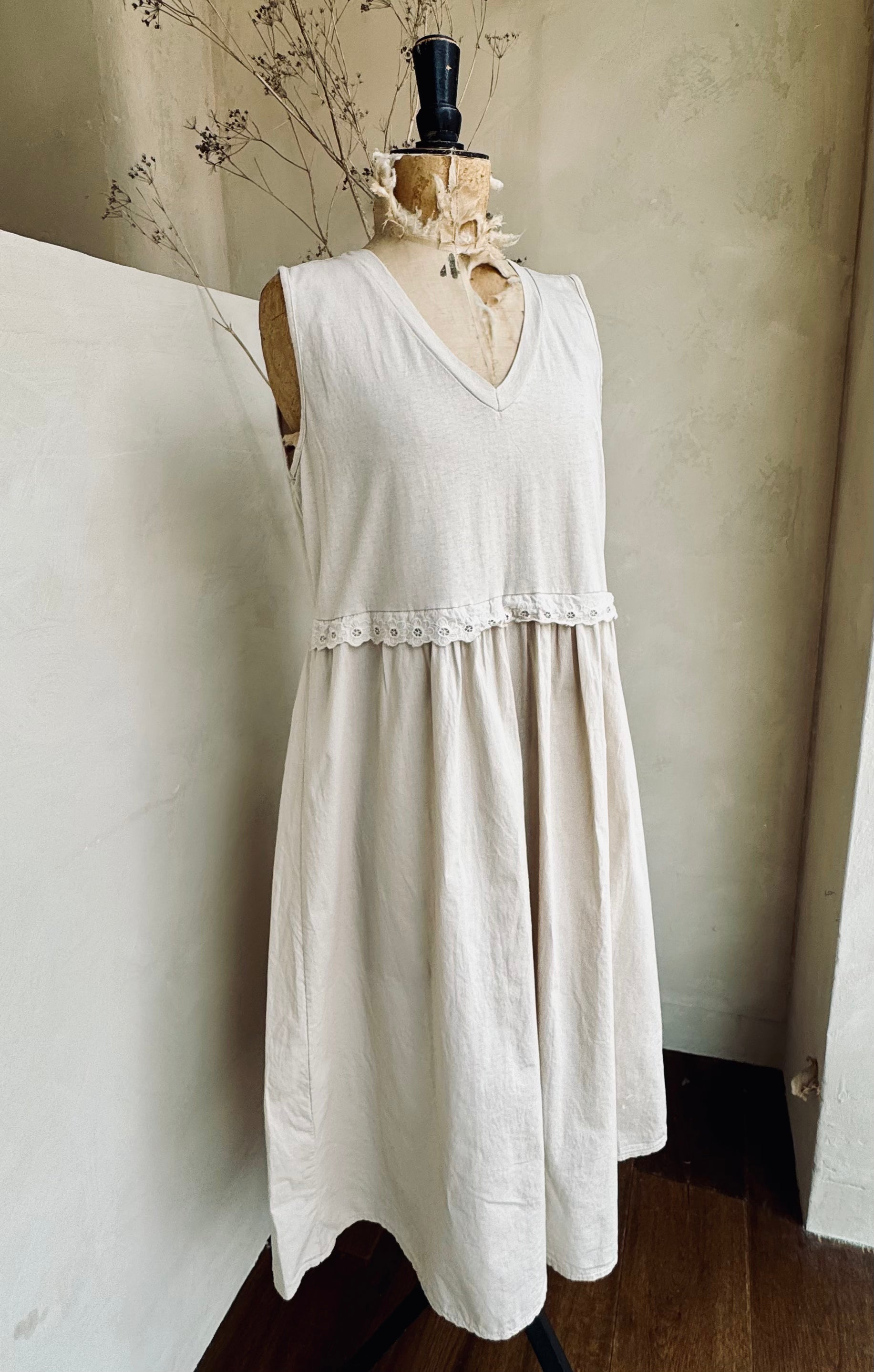 V Neck Cotton Dress
