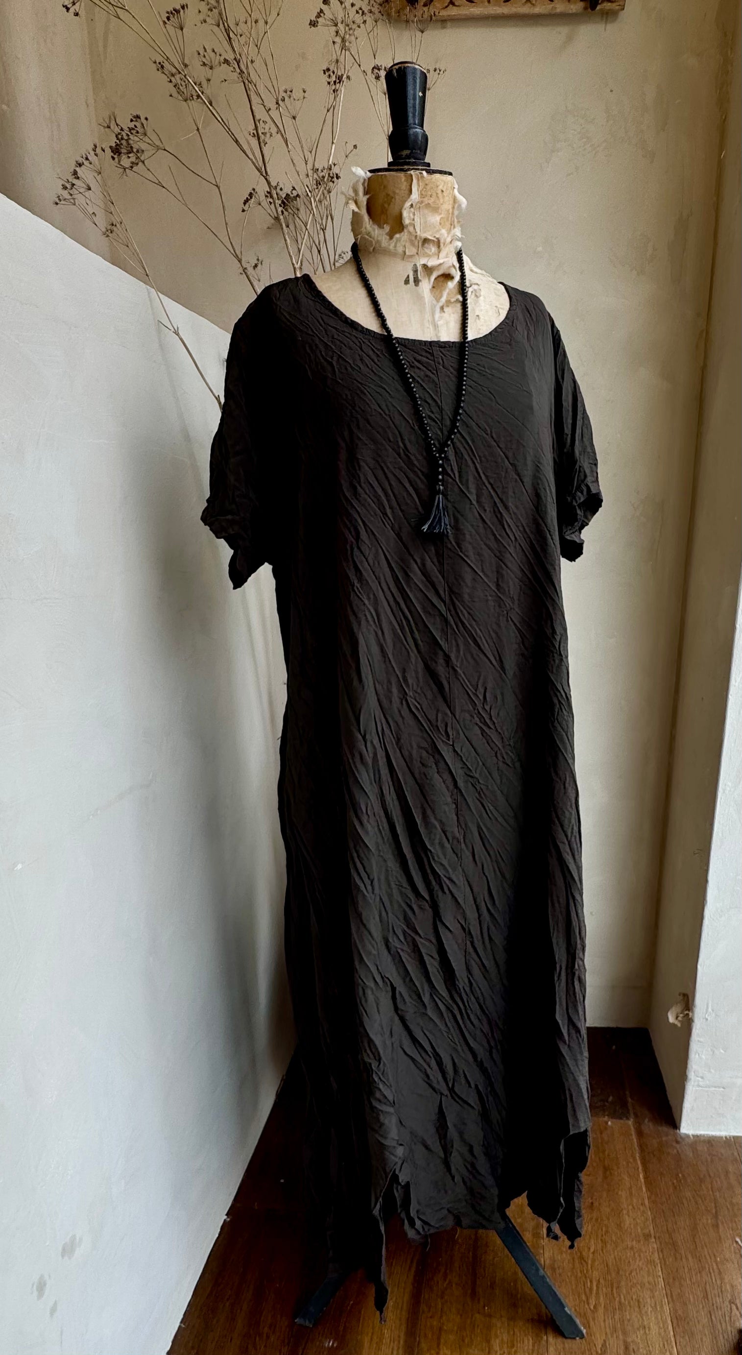Crushed Asymmetric Maxi Dress