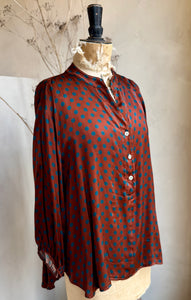 Silk Blend Polka Dot Blouse