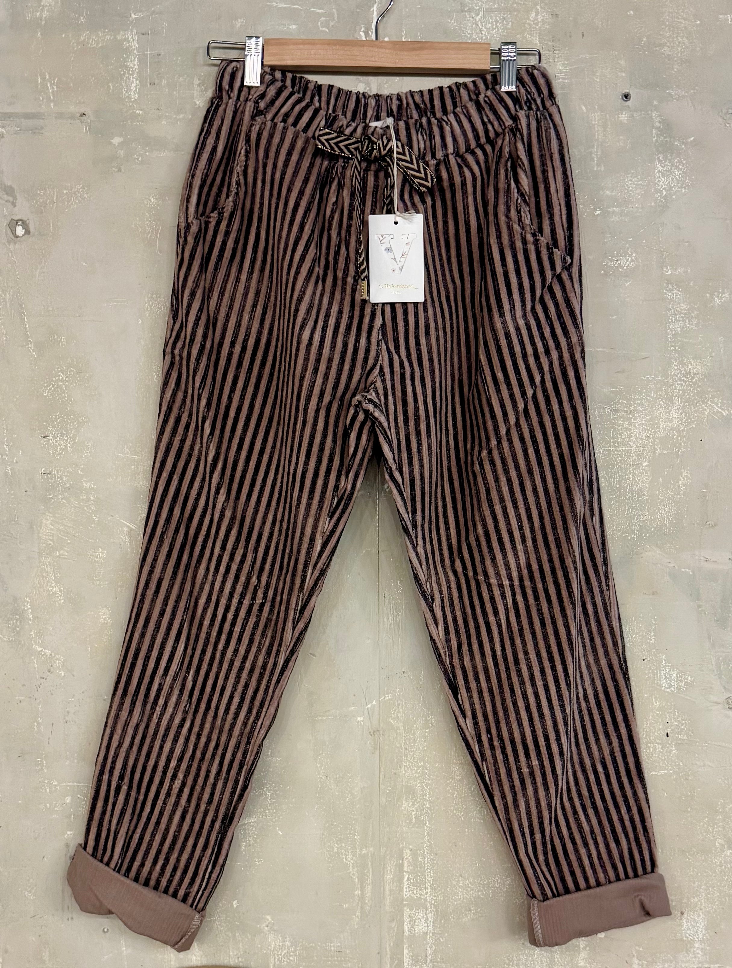 Corduroy Stripey Straight Leg Trousers
