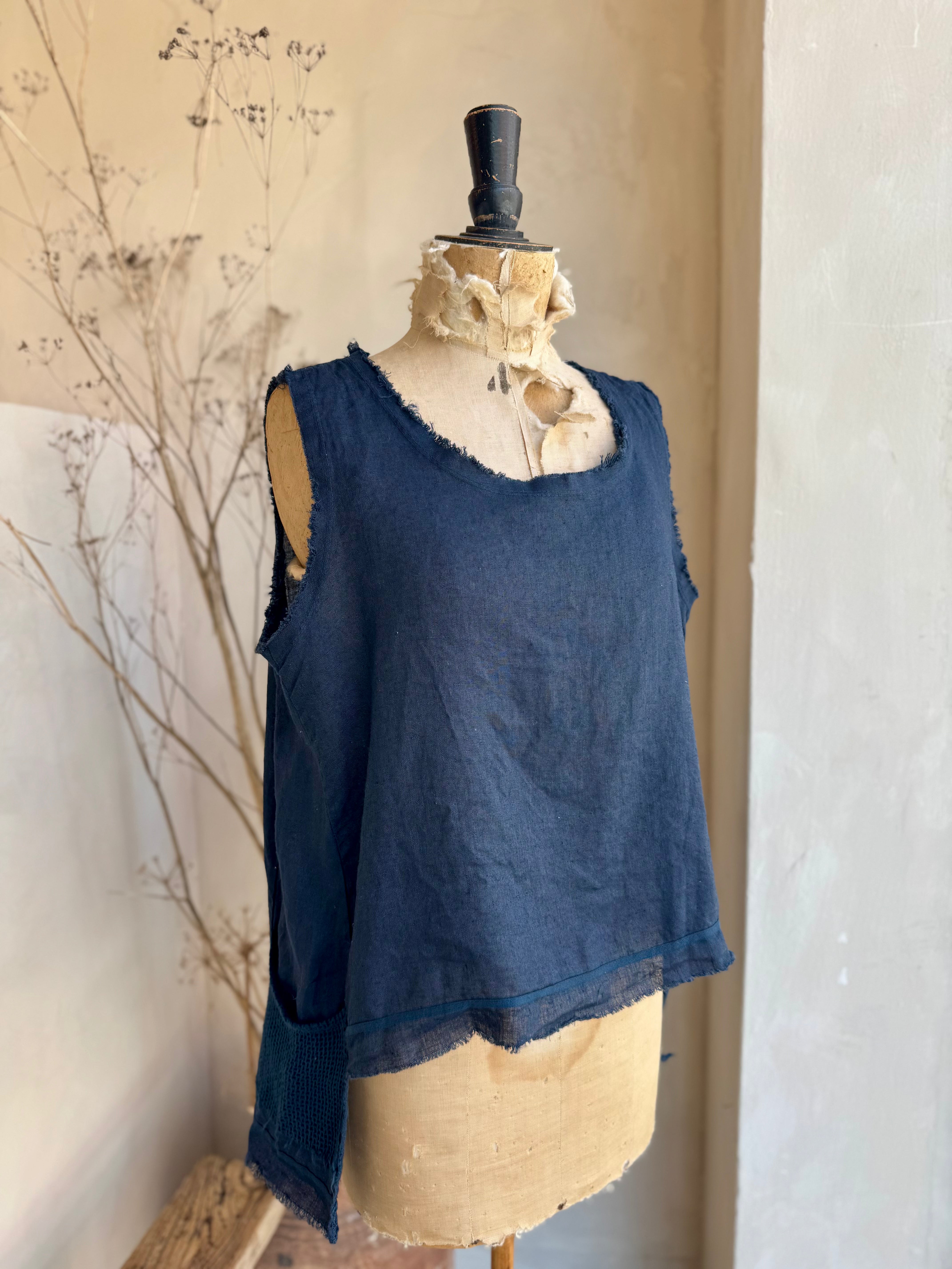 Linen Asymetric Sleeveless Top