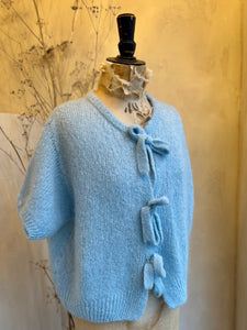 Tie front crop mohair cardigan