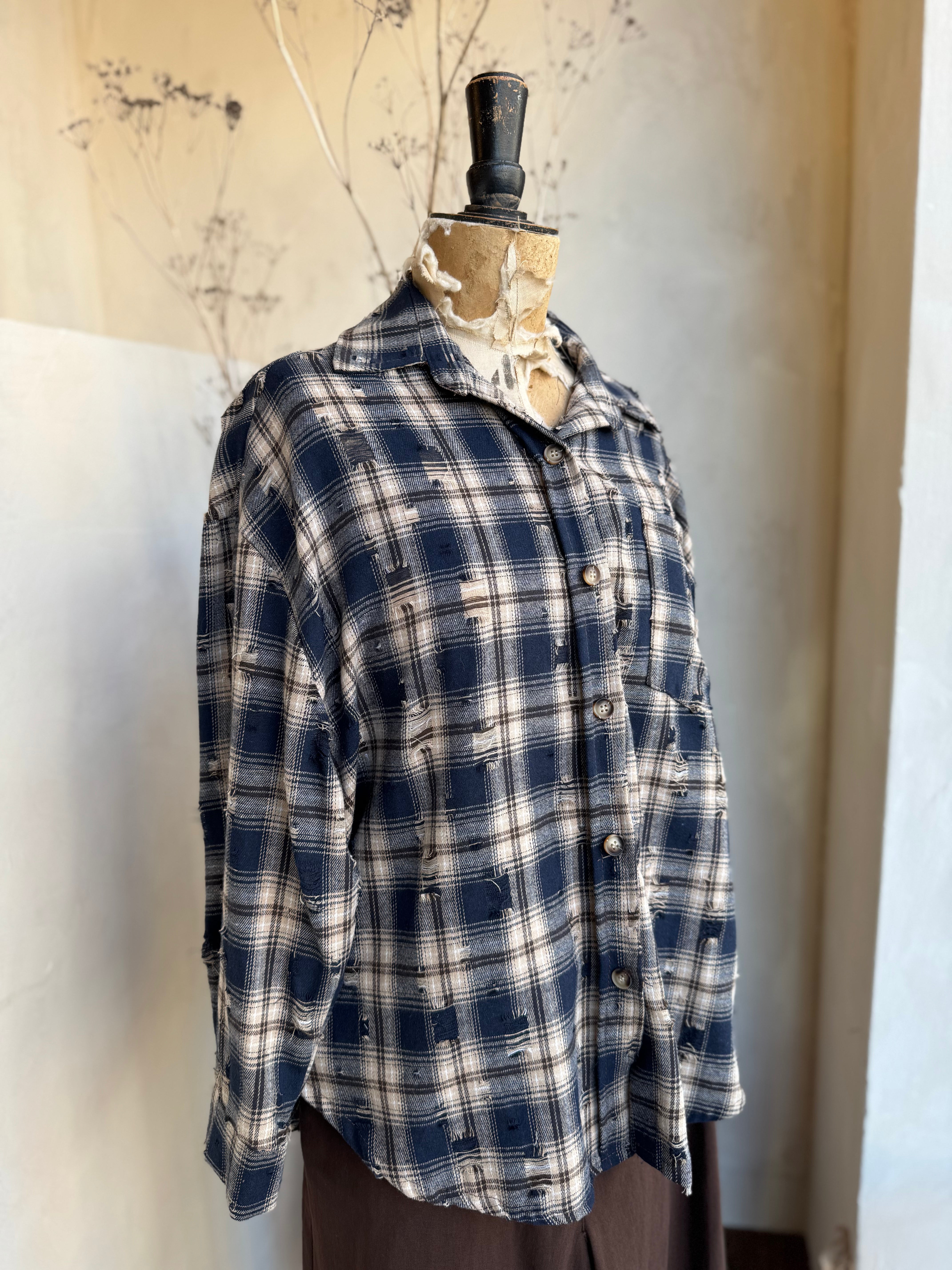 Distressed Plaid Shirt