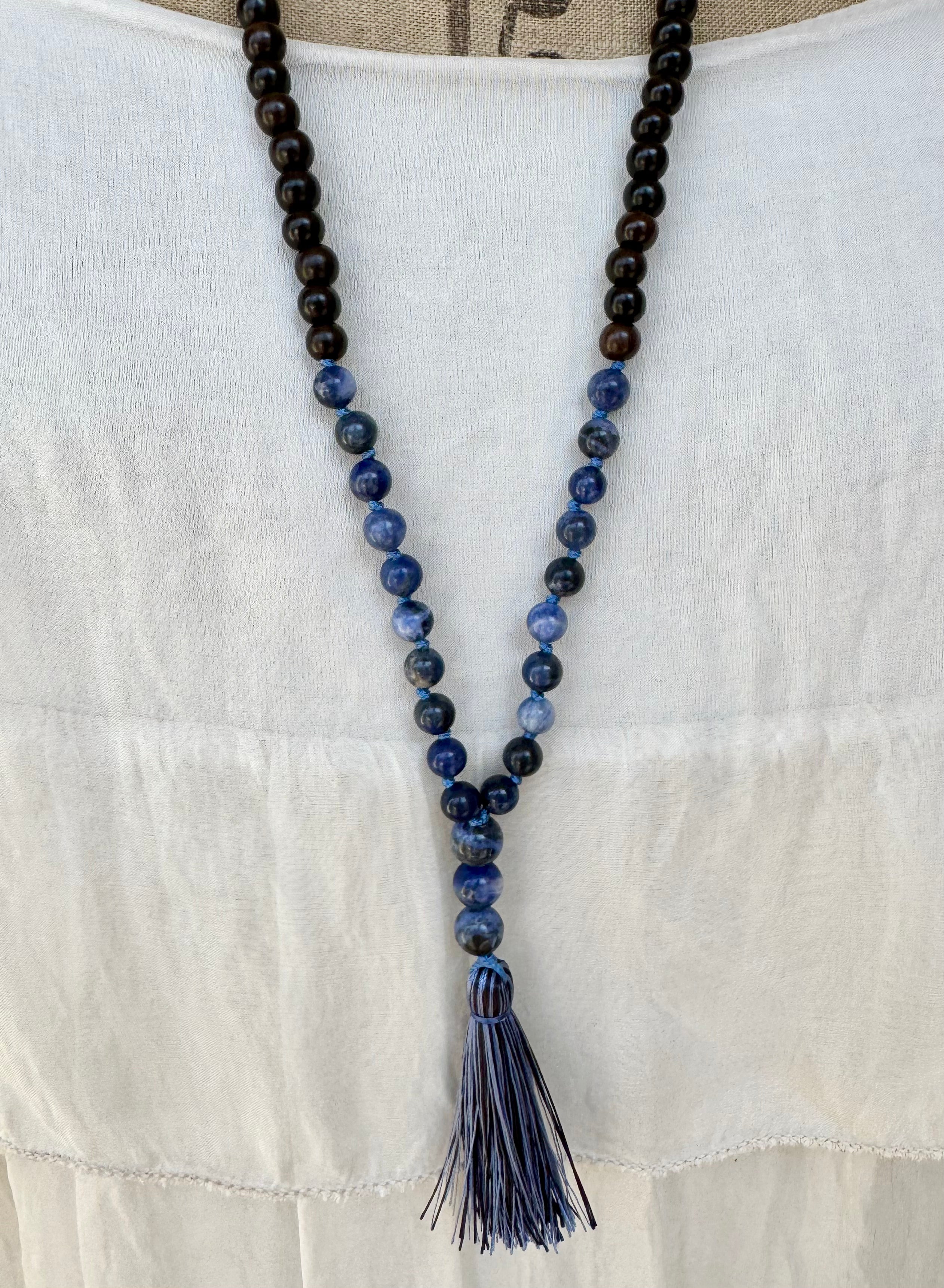 Sodalite & Wood Bead Necklace