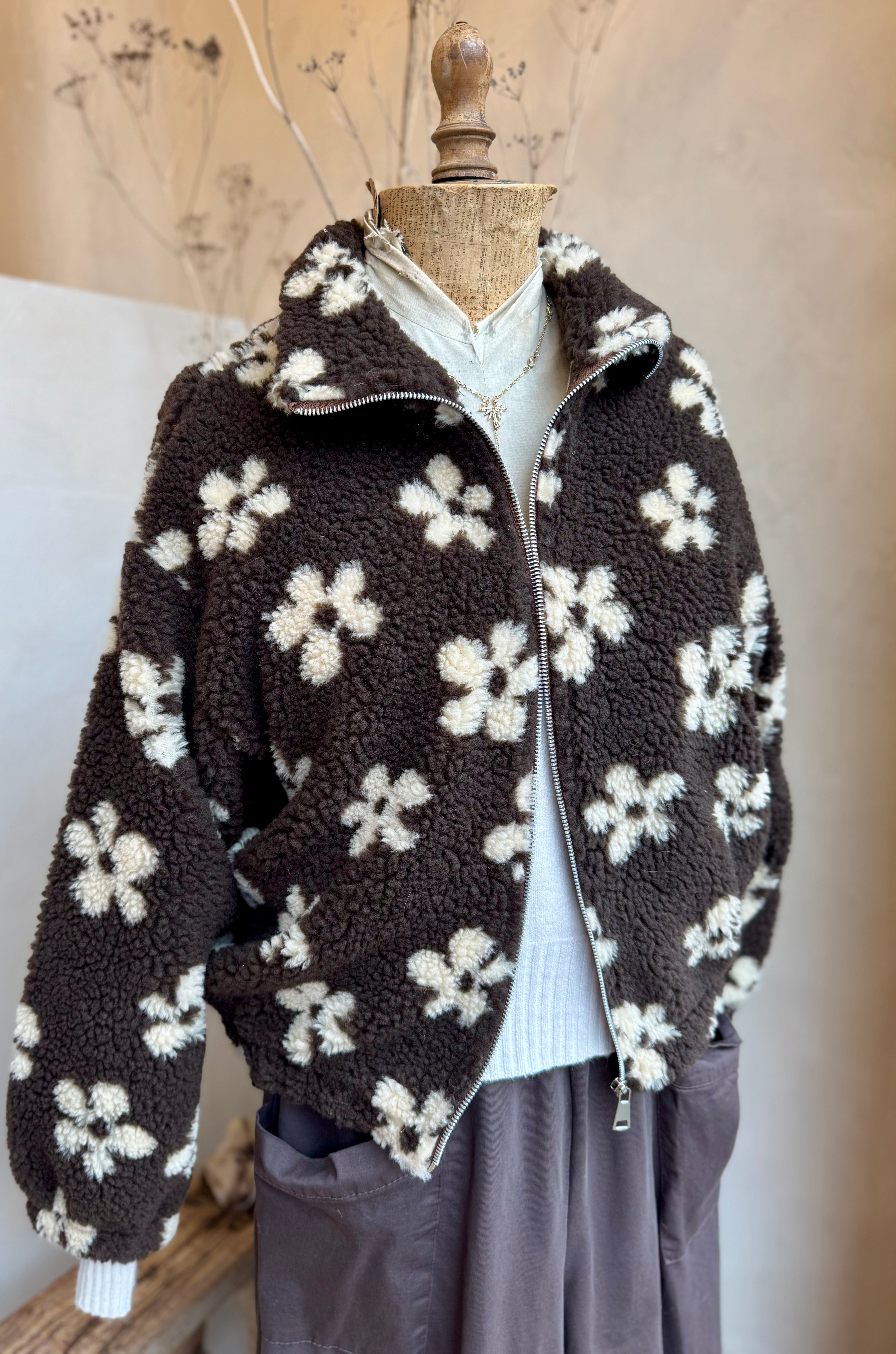 Retro Flower Teddy Jacket
