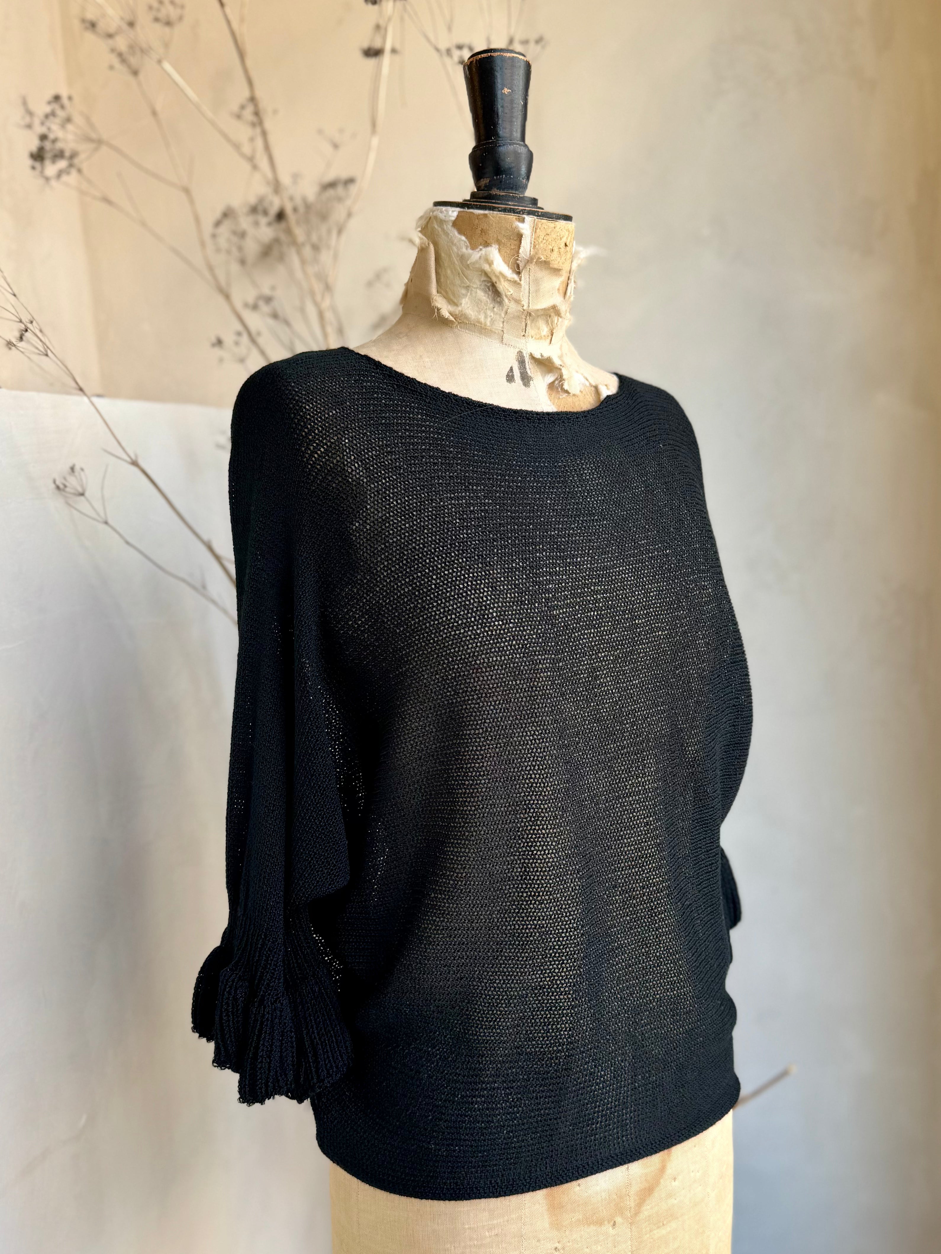 Fine Knit Frill Cuff Slouchy Jumper