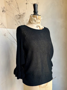 Fine Knit Frill Cuff Slouchy Jumper