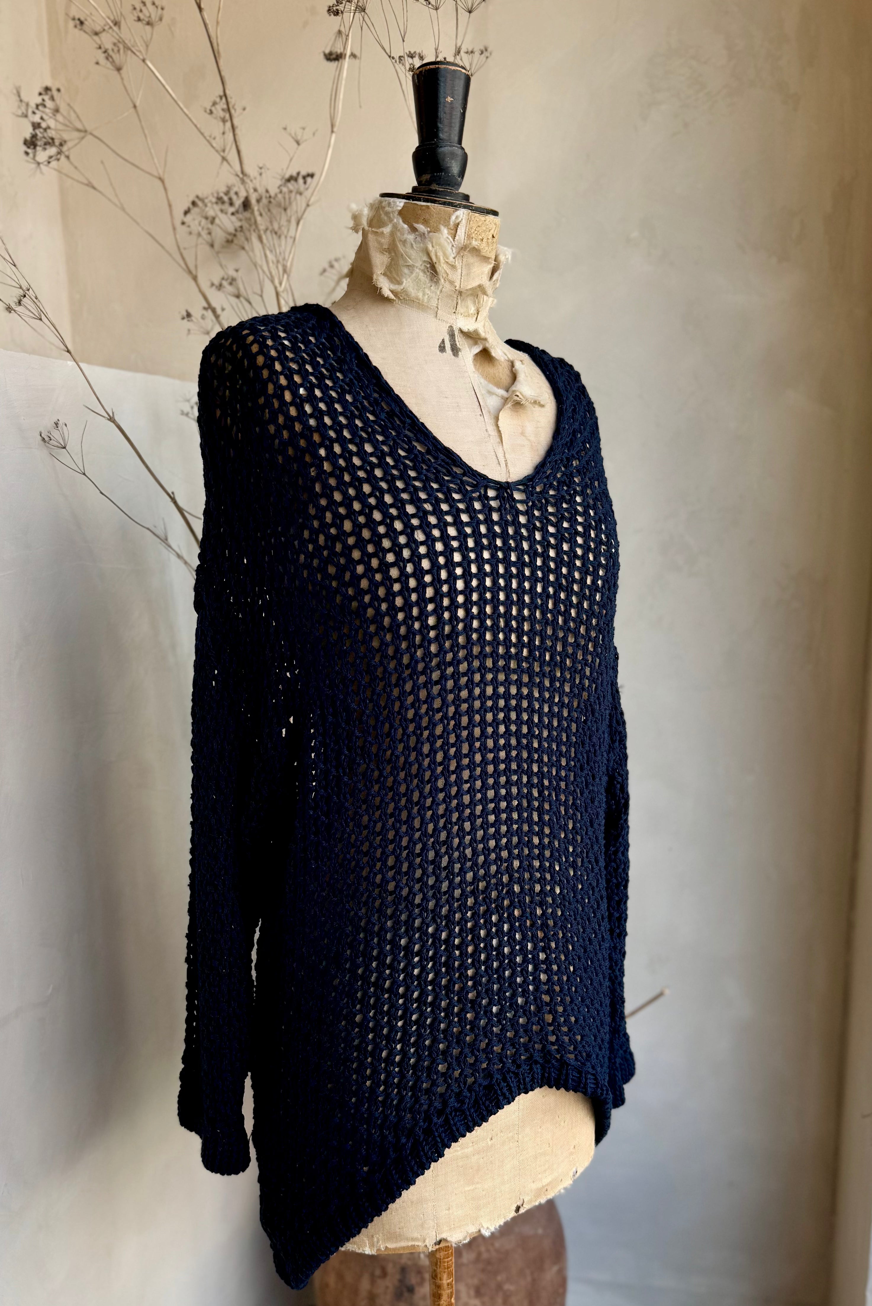Chunky Crotchet Longline Knit Top