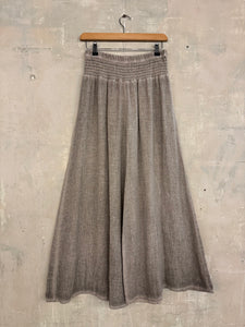 Shirred Waist Wide Leg Gauze Trousers