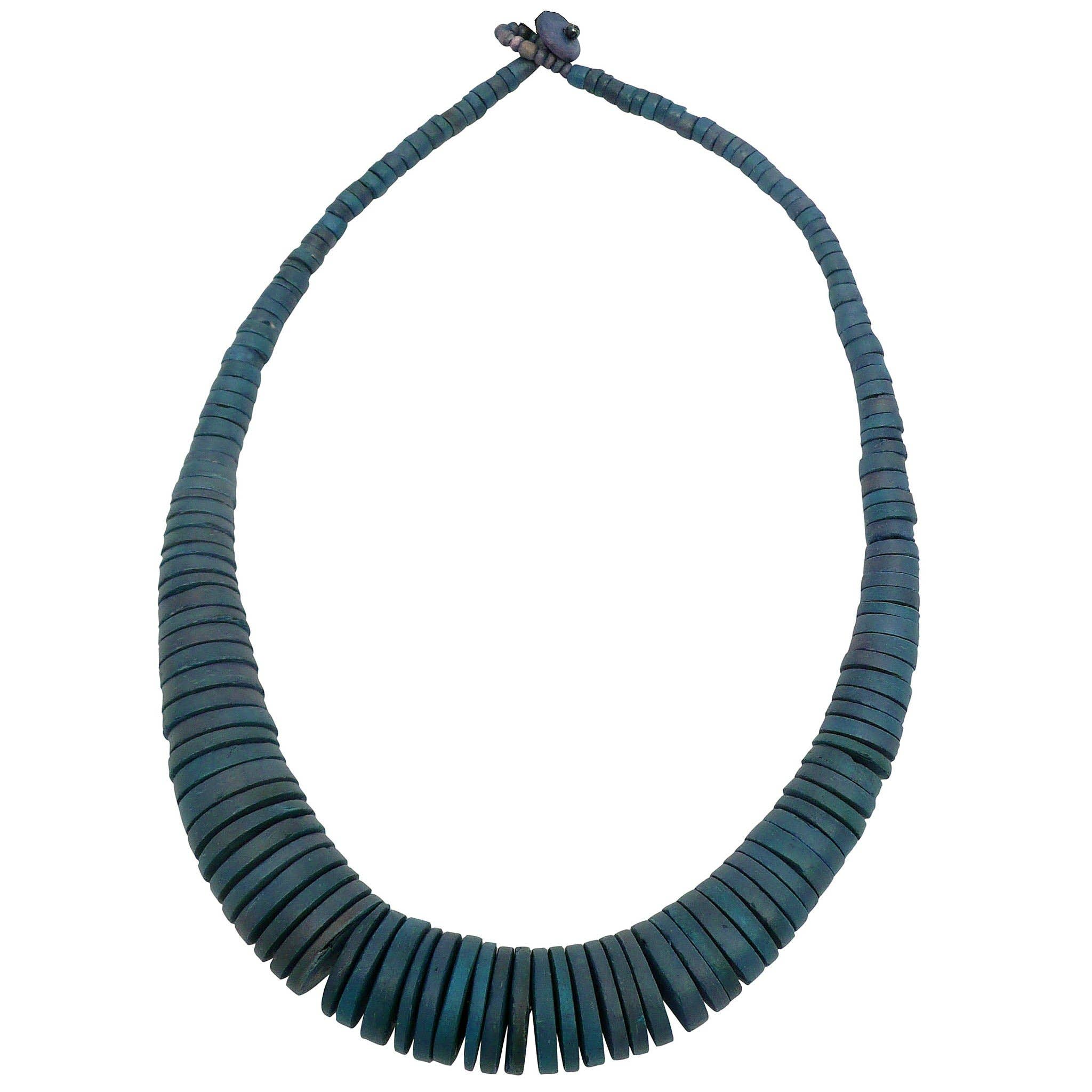 NK601 Graduated Coco Disc Necklace - Denim