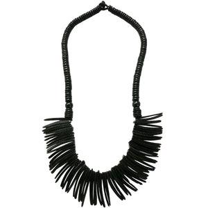 HC0326 Ethnic Spike Necklace - Black