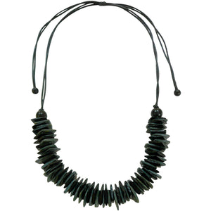 HC0323A Coco Square Cluster Necklace - Black & Grey