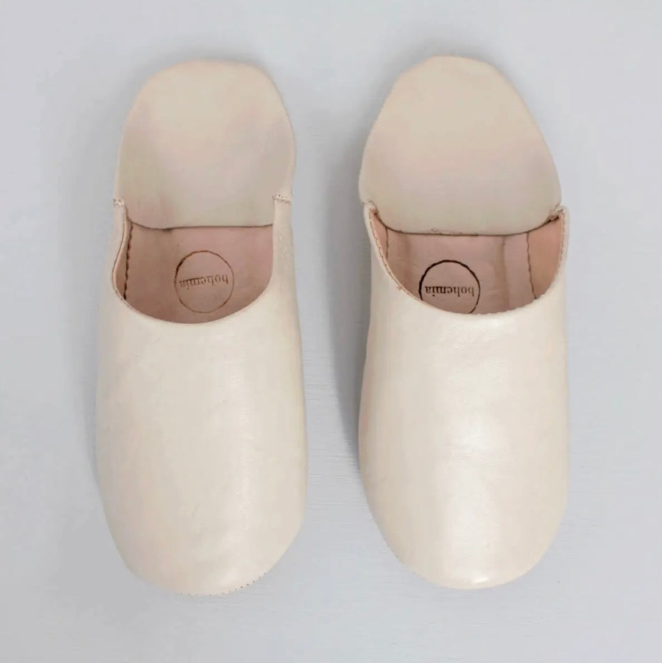 Moroccan Babouche Slippers - Chalk