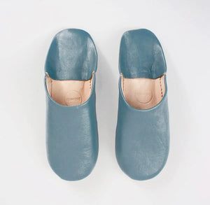 Moroccan Babouche Slippers - Blue Grey